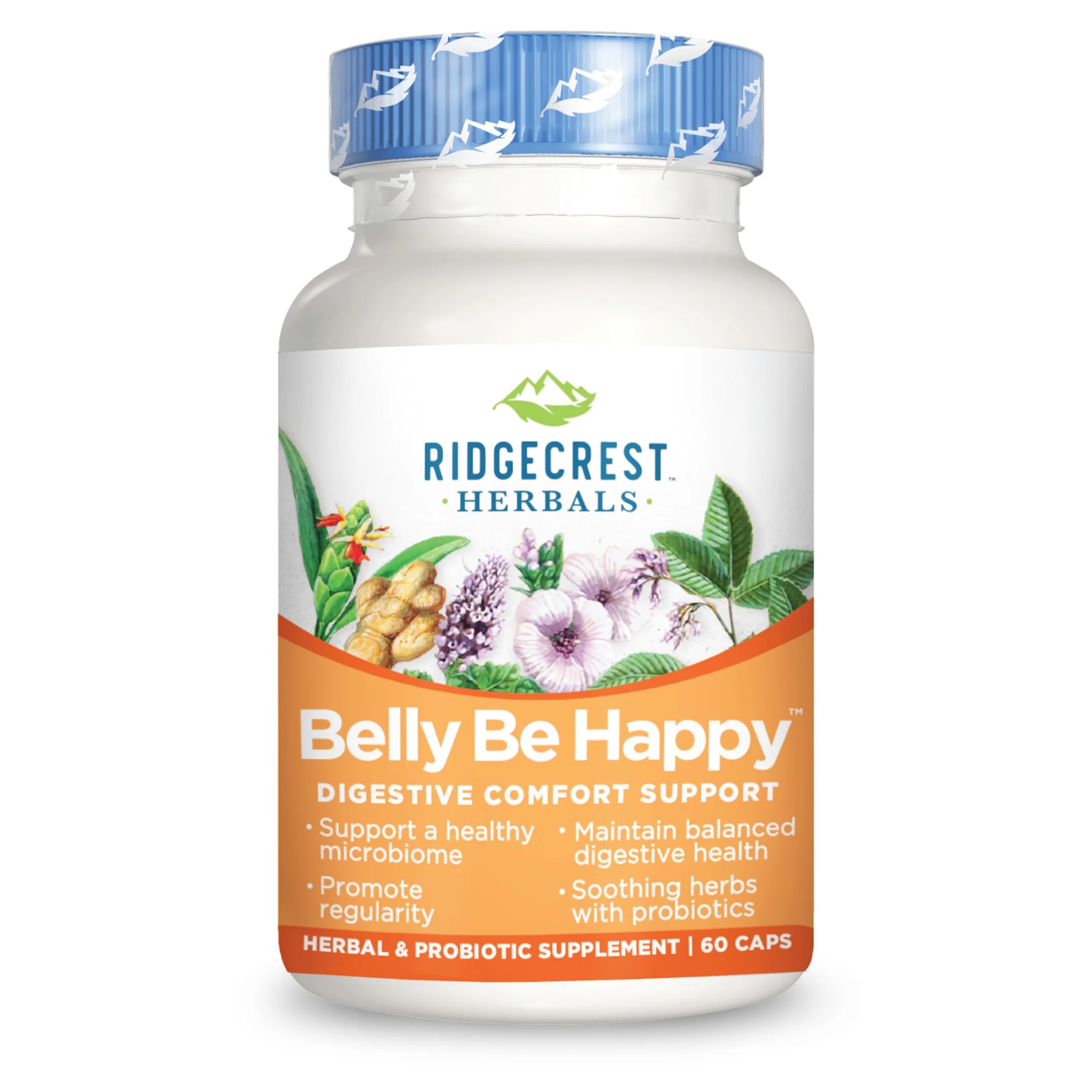 RidgeCrest Herbals Belly Be Happy - 60 Capsules - Digestive Comfort Support - Non-GMO RidgeCrest Herbals uk supplements