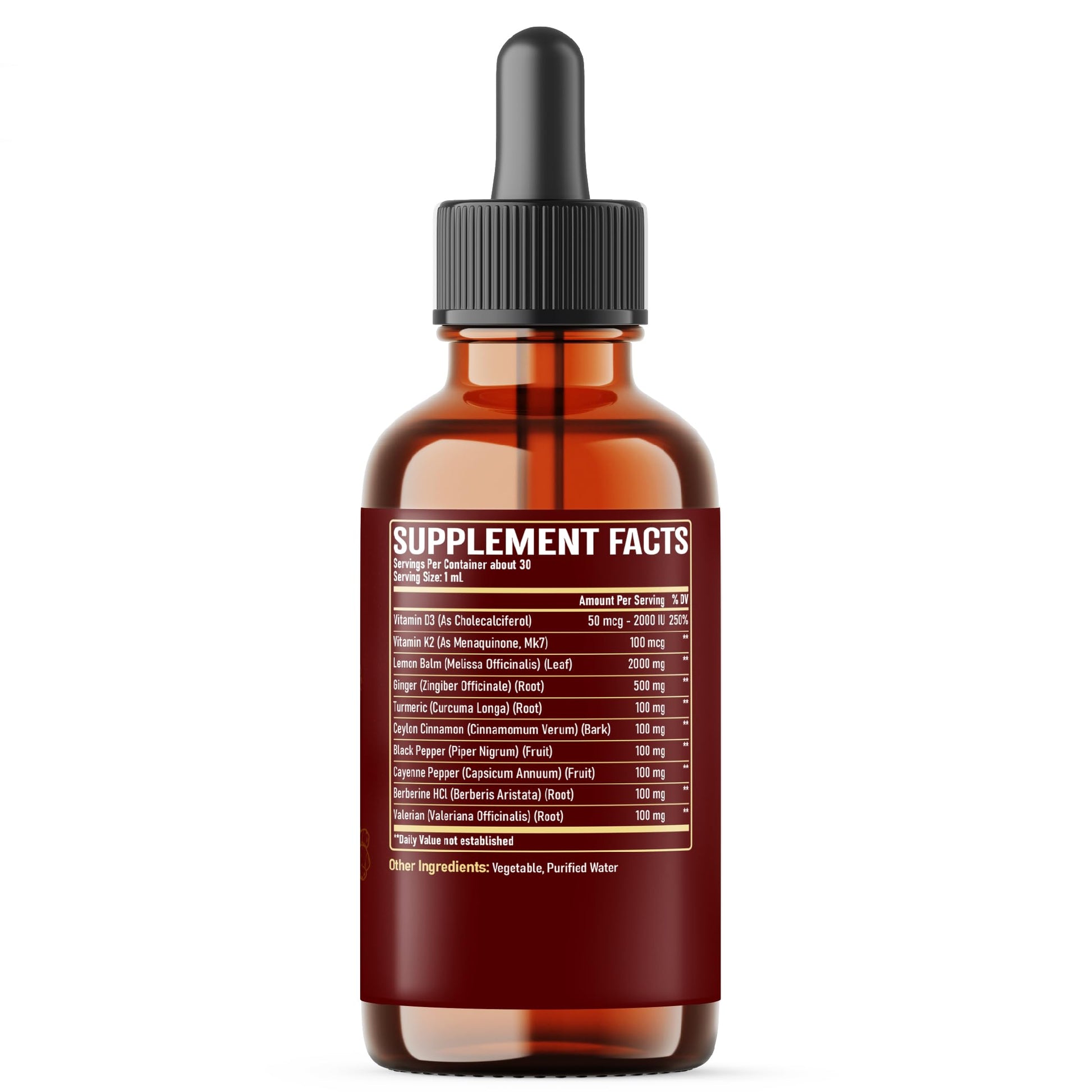 NUQIIT 10in1 Lemon Balm Tincture Blend Includes Vitamin D3, Vitamin K2, Lemon Balm, Ginger, Turmeric, Ceylon Cinnamon and More - 1 FL Oz - 60 Day Supply NUQIIT uk supplements