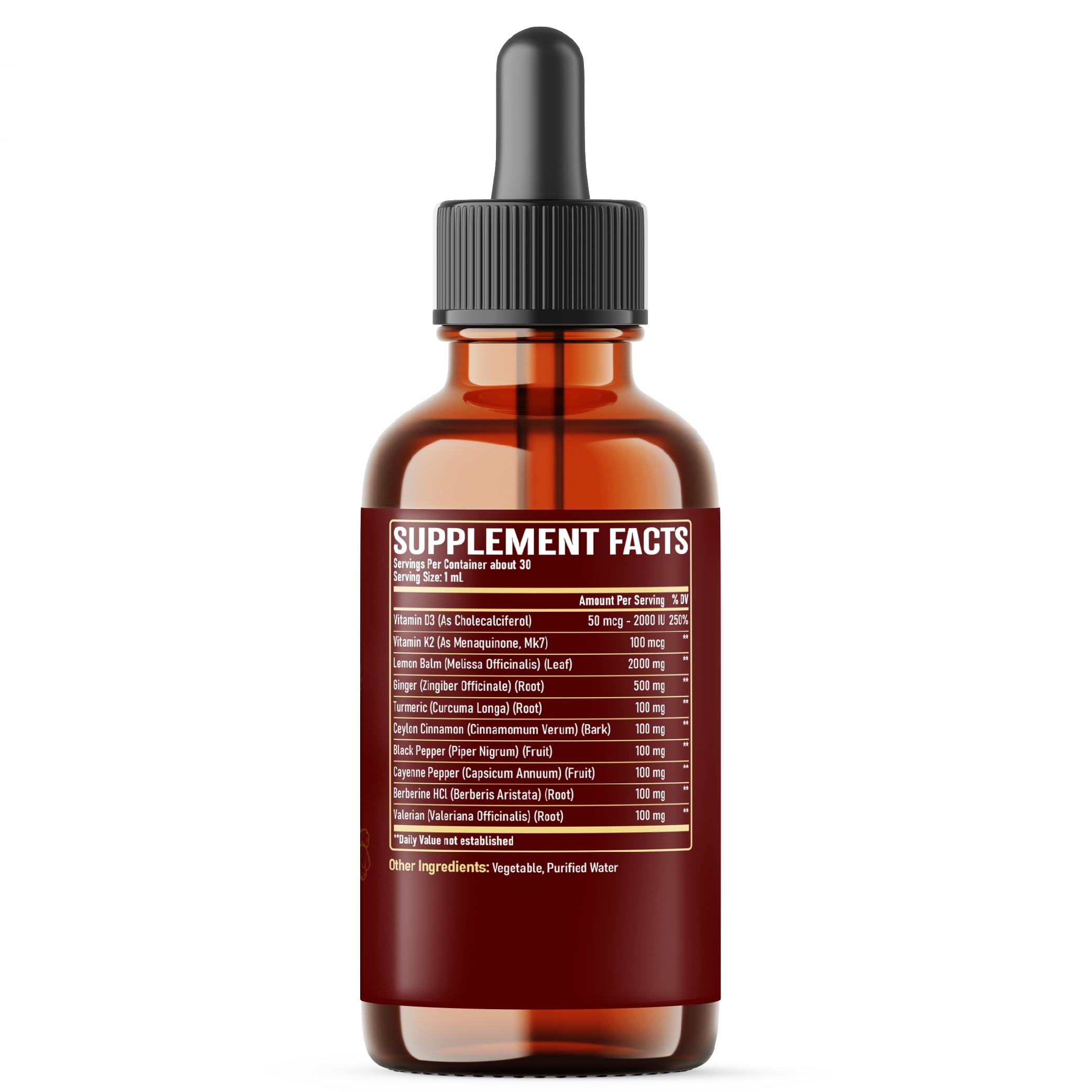 NUQIIT 10in1 Lemon Balm Tincture Blend Includes Vitamin D3, Vitamin K2, Lemon Balm, Ginger, Turmeric, Ceylon Cinnamon and More - 1 FL Oz - 60 Day Supply NUQIIT uk supplements