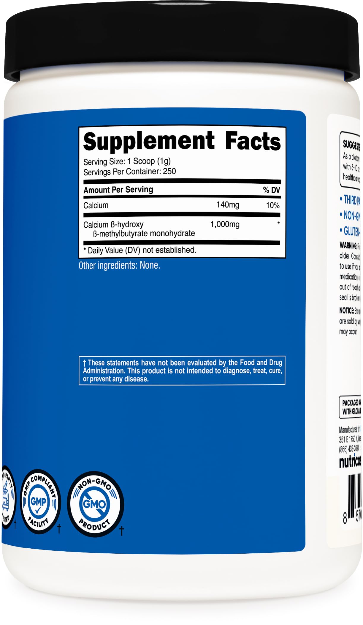 Nutricost HMB Powder (Beta-Hydroxy Beta-Methylbutyrate) 250 Grams - Gluten Free & Non-GMO Nutricost uk supplements