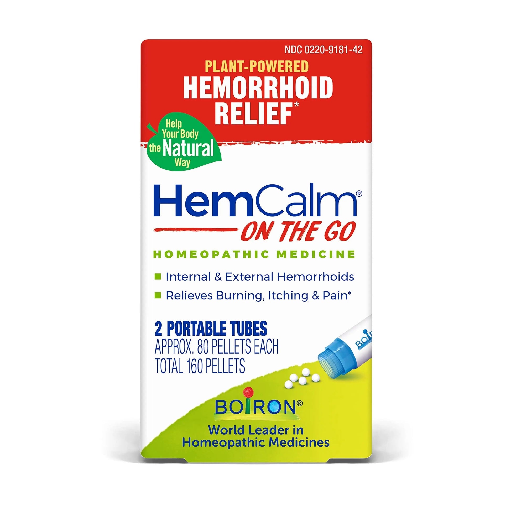 Boiron HemCalm On The Go Travel Essential for Hemorrhoid Relief of Pain, Itching, Swelling or Discomfort - 2 Count (160 Pellets) Boiron uk supplements