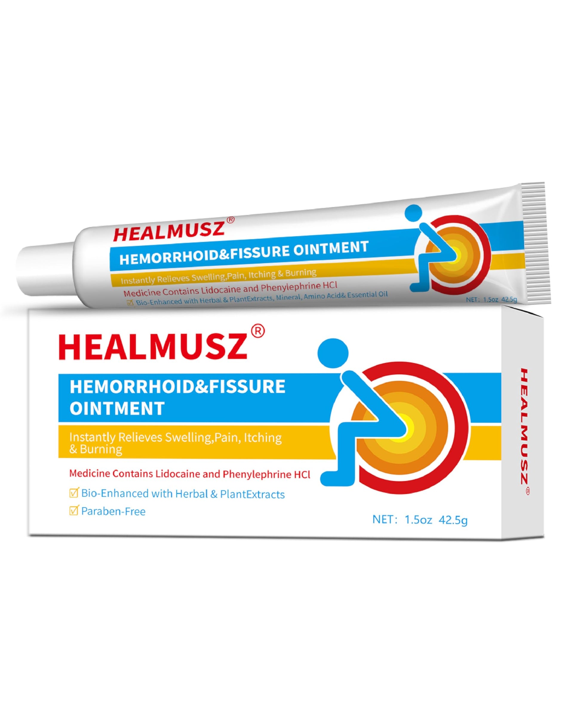 HEALMUSZ Hemorrhoid Fissure Ointment– Hemorrhoid Treatment and Hemorrhoid Cream with Lidocaine and Phenylephrine HCI for Fast Acting Relief of Pain, Swelling, Discomfort, and Itching(1.5 oz) HEALMUSZ uk supplements