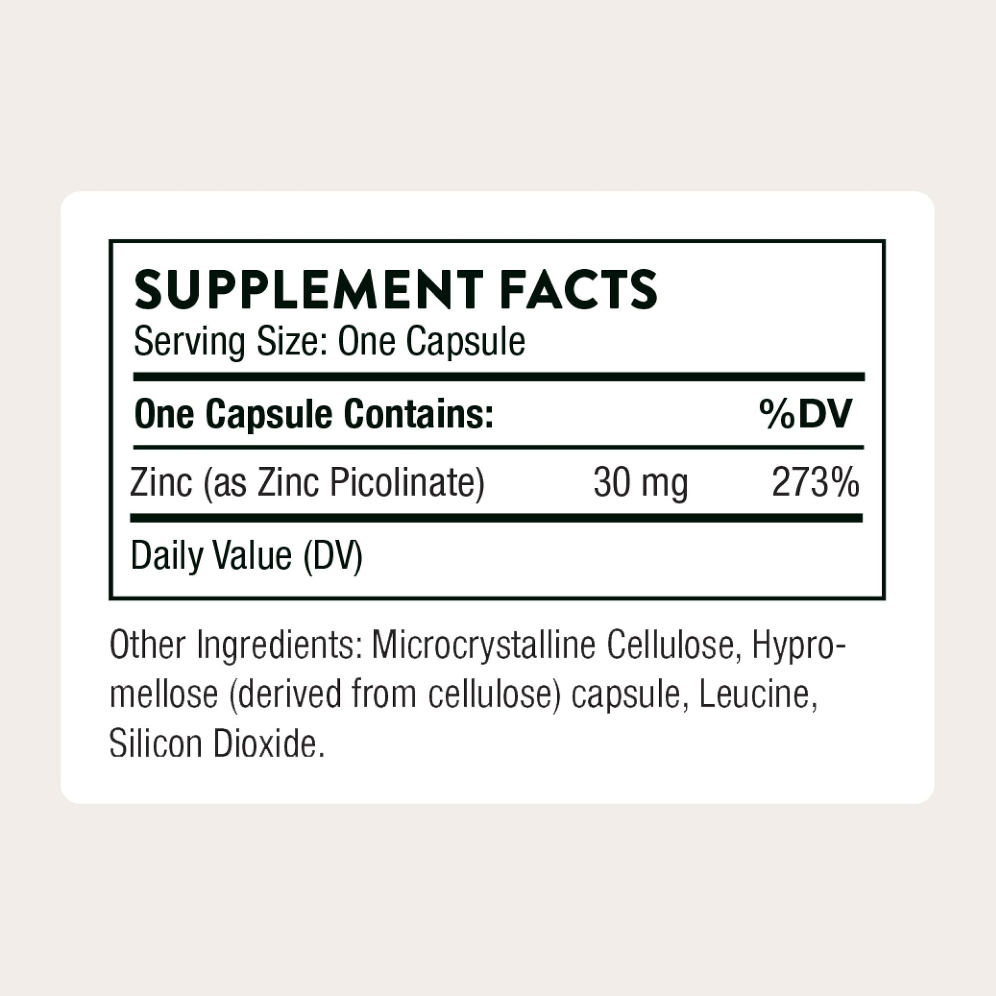 Thorne Research - Zinc Picolinate 30 mg - Well-Absorbed Zinc Supplement for Growth and Immune Function - 180 Capsules THORNE uk supplements