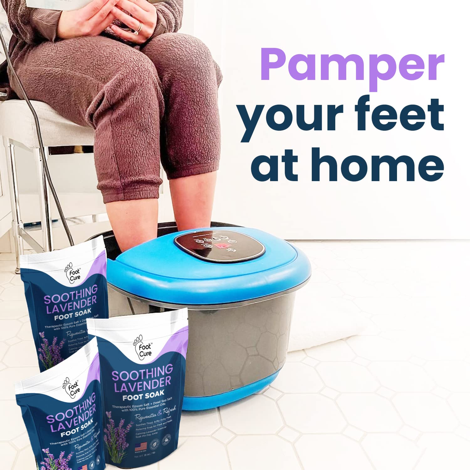 Soothing Lavender Foot Soak with Epsom Salt - Best Toenail Treatment, & Softens Calluses FOOT CURE uk supplements