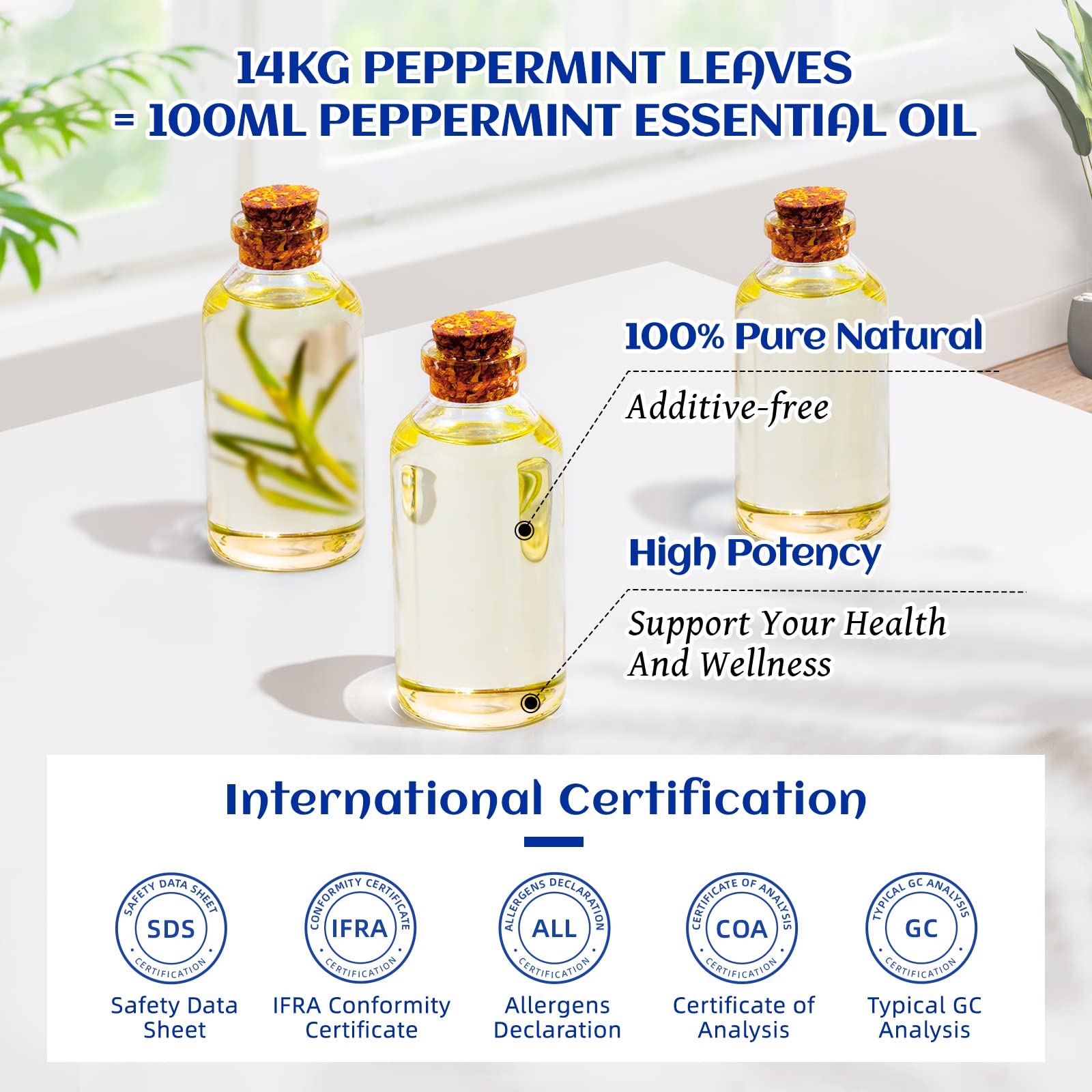 HIQILI Peppermint Oil 100ML, 100% Pure Peppermint Essential Oil Natural for Diffuser HIQILI uk supplements