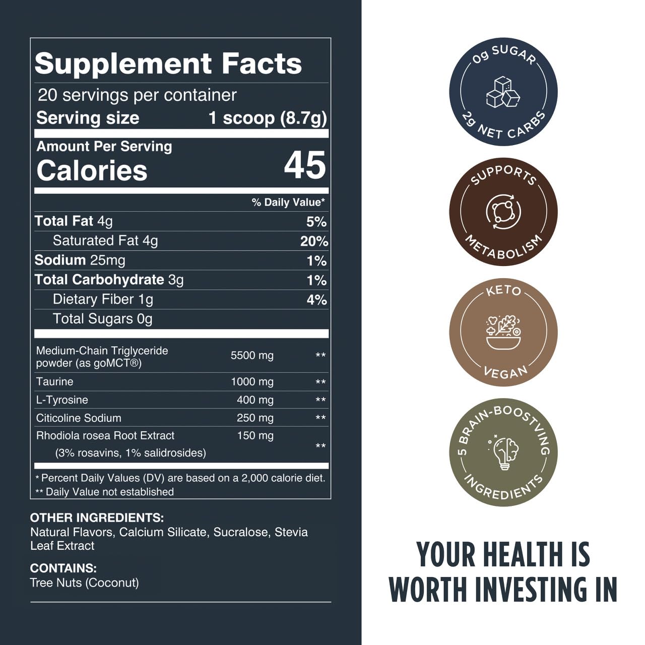 LIFESTACKS Focus Coffee Creamer for Energy & Clarity - MCT Powder + Nootropics + Adaptogens - Boost Productivity Without Jitters or Crash - Keto, Vegan, 0 Sugar - with Taurine, L-Tyrosine, Rhodiola LIFESTACKS uk supplements