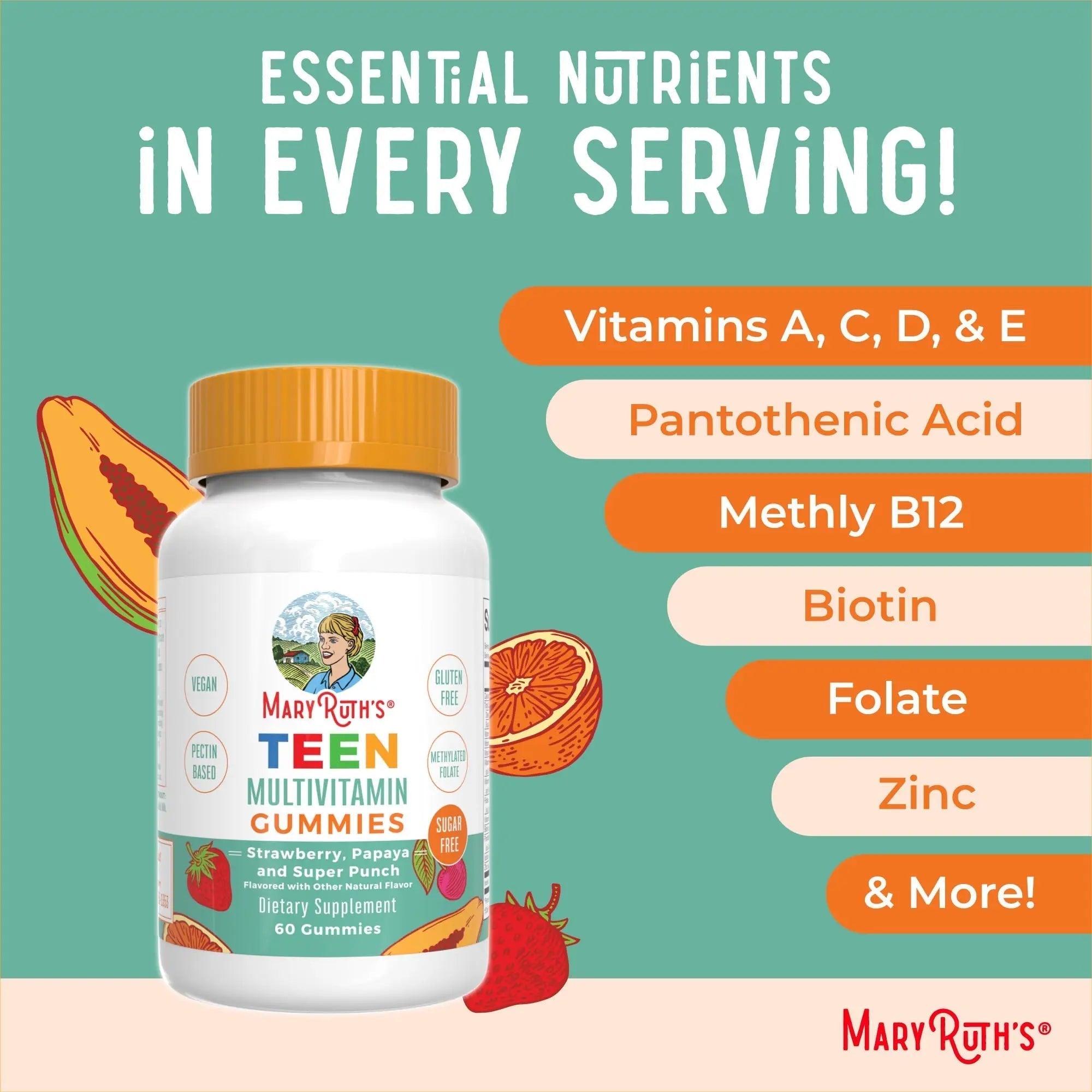MaryRuth Organics Multivitamin for Teens | Teen Multivitamin Multimineral Gummies with Vitamin B, C, D and E, Biotin, Zinc MaryRuth Organics uk supplements