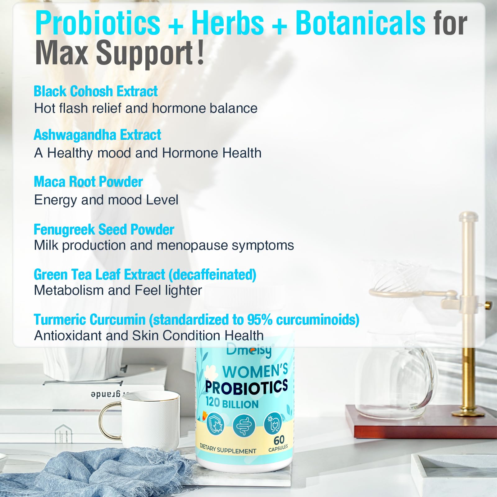 Dmeisy 120 Billion CFU Probiotic - Menopause Support Probiotics for Women, Natural Menopause Dmeisy uk supplements