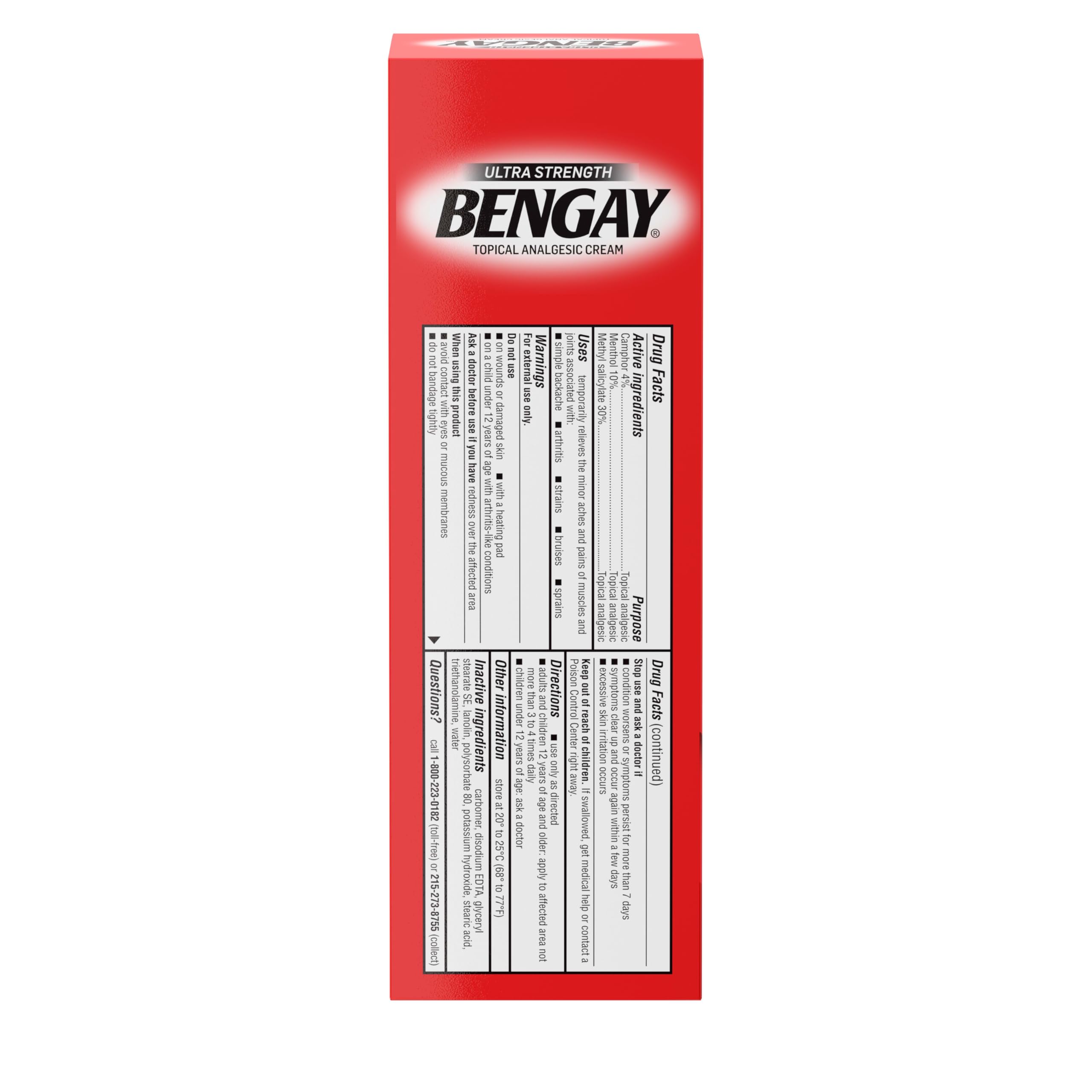 Bengay Ultra Strength Topical Pain Relief Cream, Non-Greasy Topical Analgesic for Minor Arthritis, Muscle, Joint and Back Pain, Camphor, Menthol and Methyl Salicylate, 4 OZ Bengay uk supplements