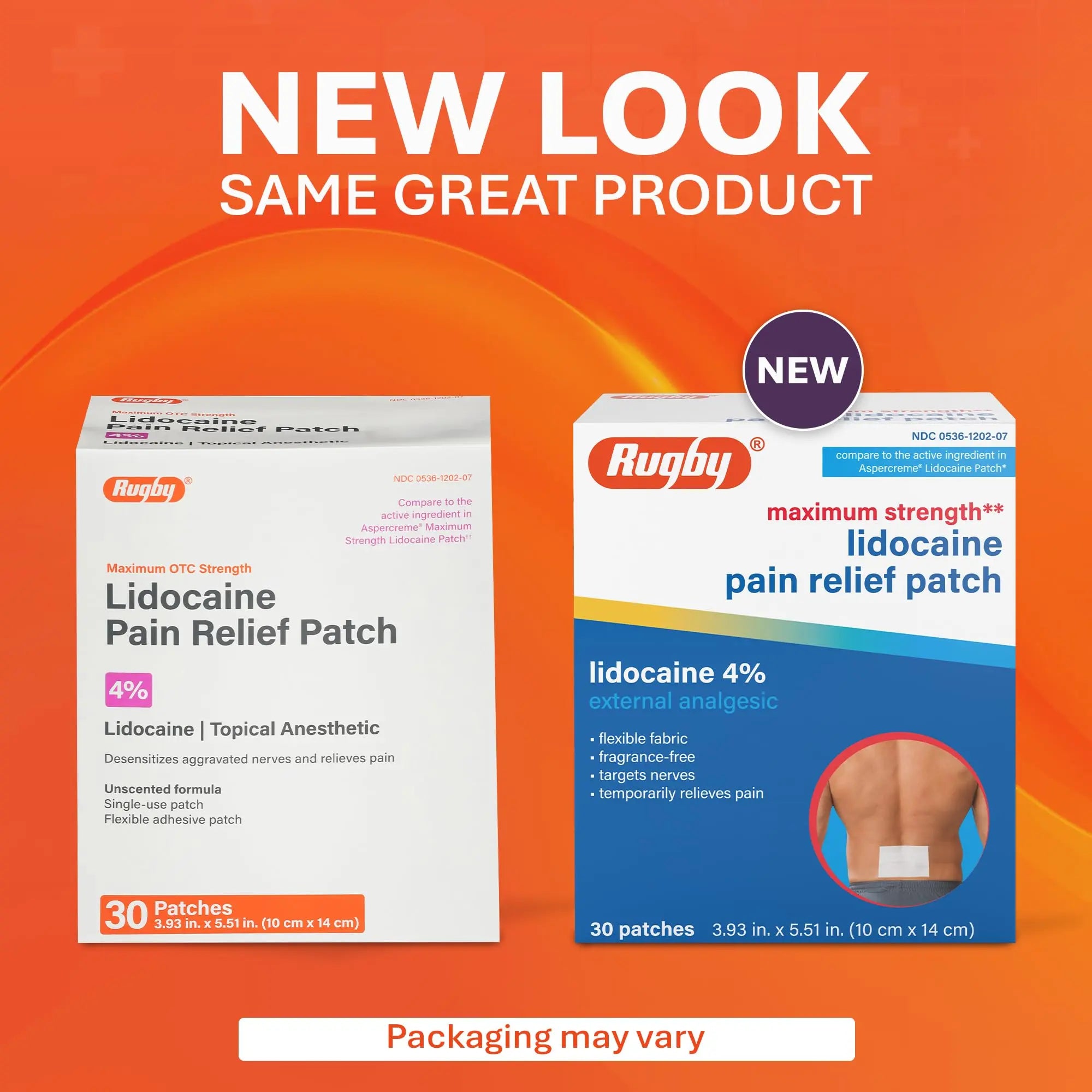Rugby Maximum Strength Lidocaine Pain Relief Patch - 4% Lidocaine - Topical Anesthetic - Unscented - 30 Patches (1 Pack) RUGBY LABORATORIES uk supplements