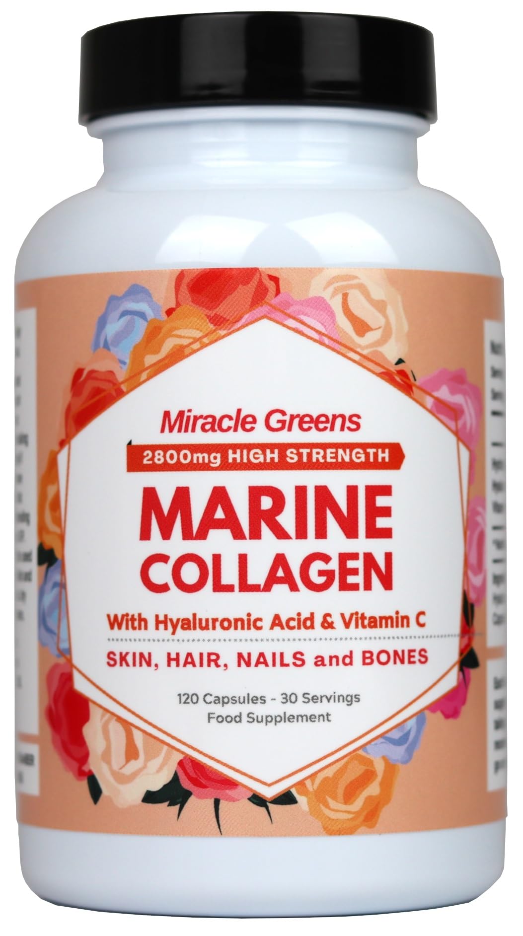 2800mg Marine Collagen Capsules – Highest Strength Type 1 Hydrolysed Collagen with Hyaluronic Acid and Vitamin C Miracle Greens uk supplements