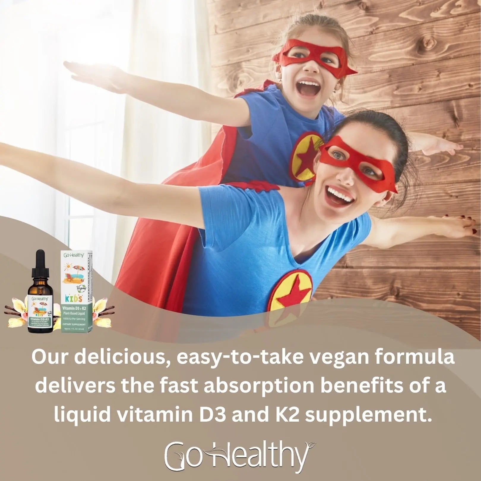 Go Healthy Kids Vitamins D3 K2 (MK-7), Child Vitamin D, Liquid Vegan D3 K2 Drops for Kids Go Healthy Natural uk supplements