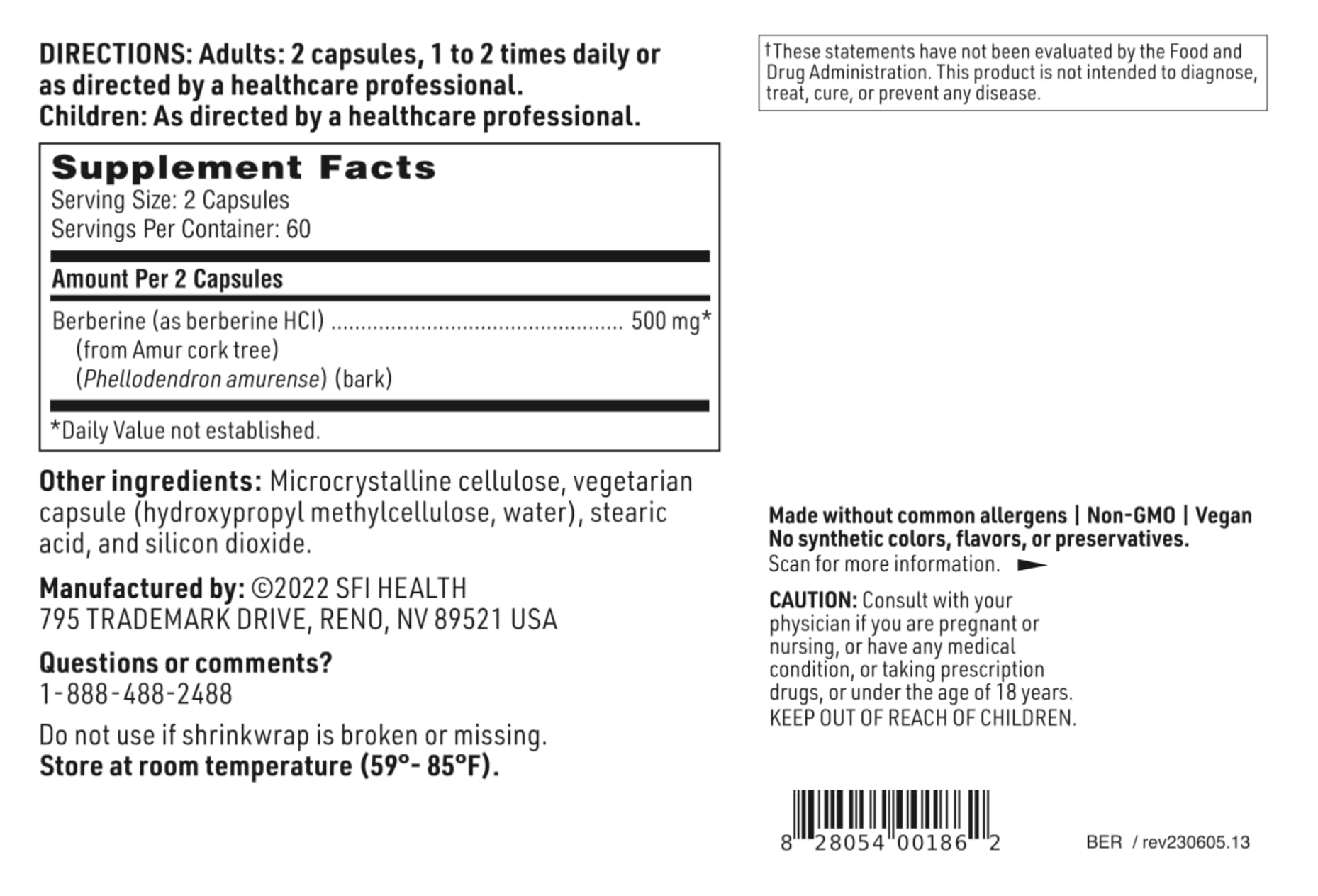 Klaire Labs Berberine HCI 500mg - Berberine Supplement - Gluten-Free, Hypoallergenic Klaire Labs uk supplements