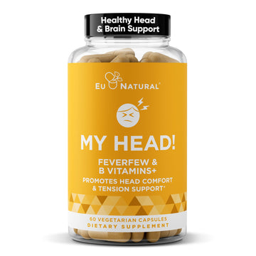 My Head! Headache Vitamins – Sensitivity, Tension, Comfort, Healthy Head Function for A Clear Mind – Fast acting Magnesium, Feverfew, Boswellia, Vitamin D, Ginger, & More – 60 Soft Capsules Eu Natural uk supplements
