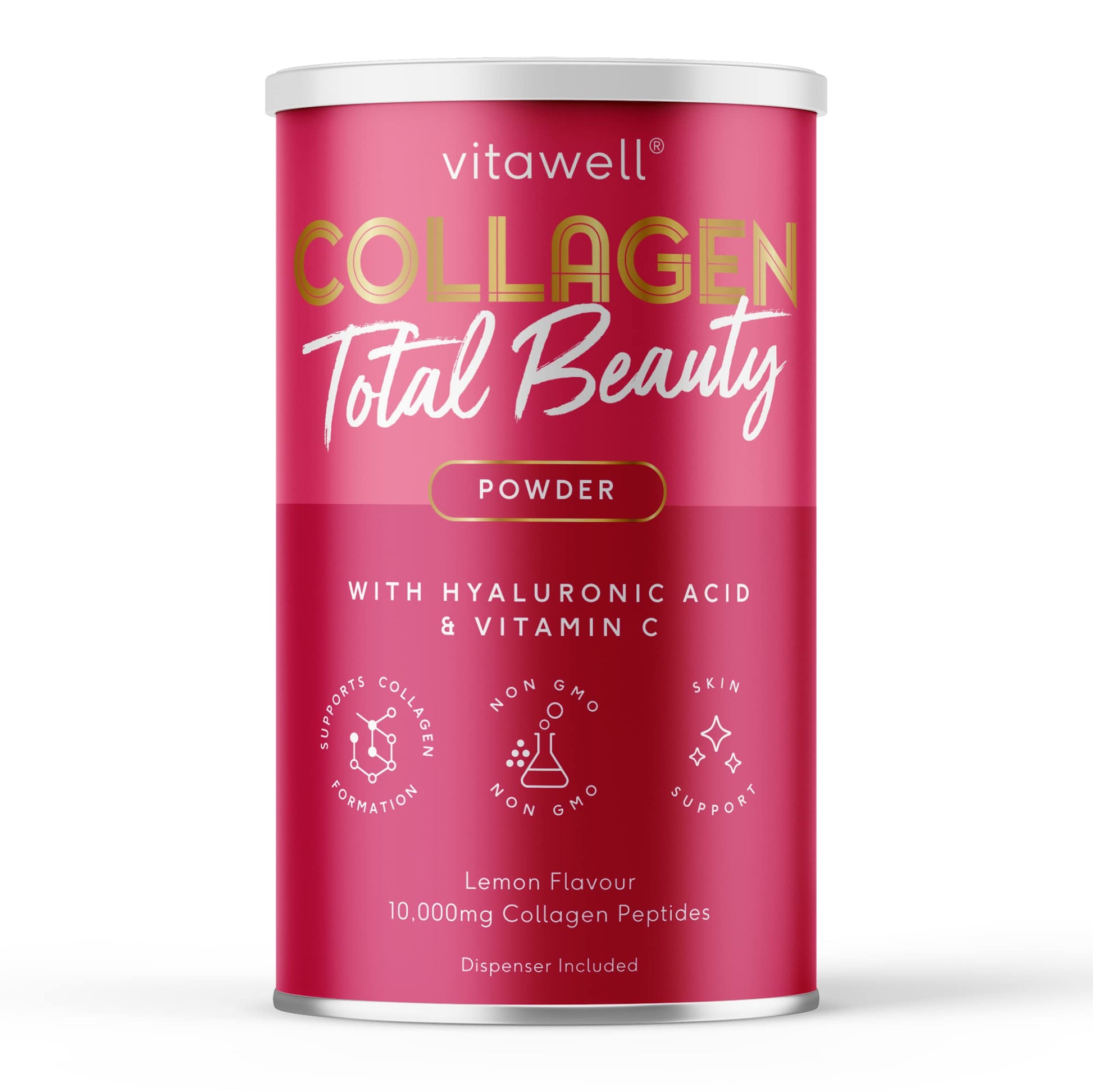 Vitawell Collagen Total Beauty Powder | 200g Lemon Flavour Hydrolysed Collagen Powder Vitawell uk supplements