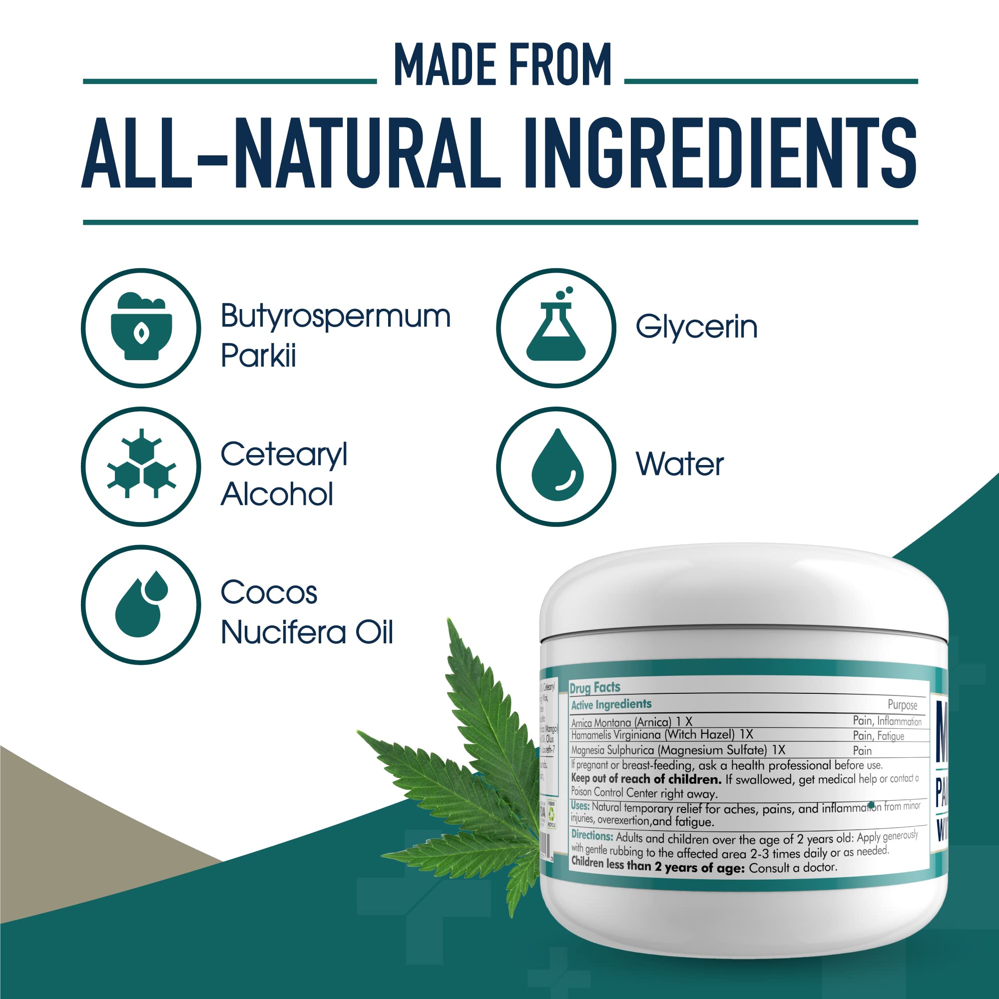 MARS WELLNESS MG+ Hemp Pain Cream (4 oz) - Maximum Strength Arnica & Magnesium Cream for Sore Legs, Joints & Muscle Cramps - Unisex Adults MARS WELLNESS uk supplements