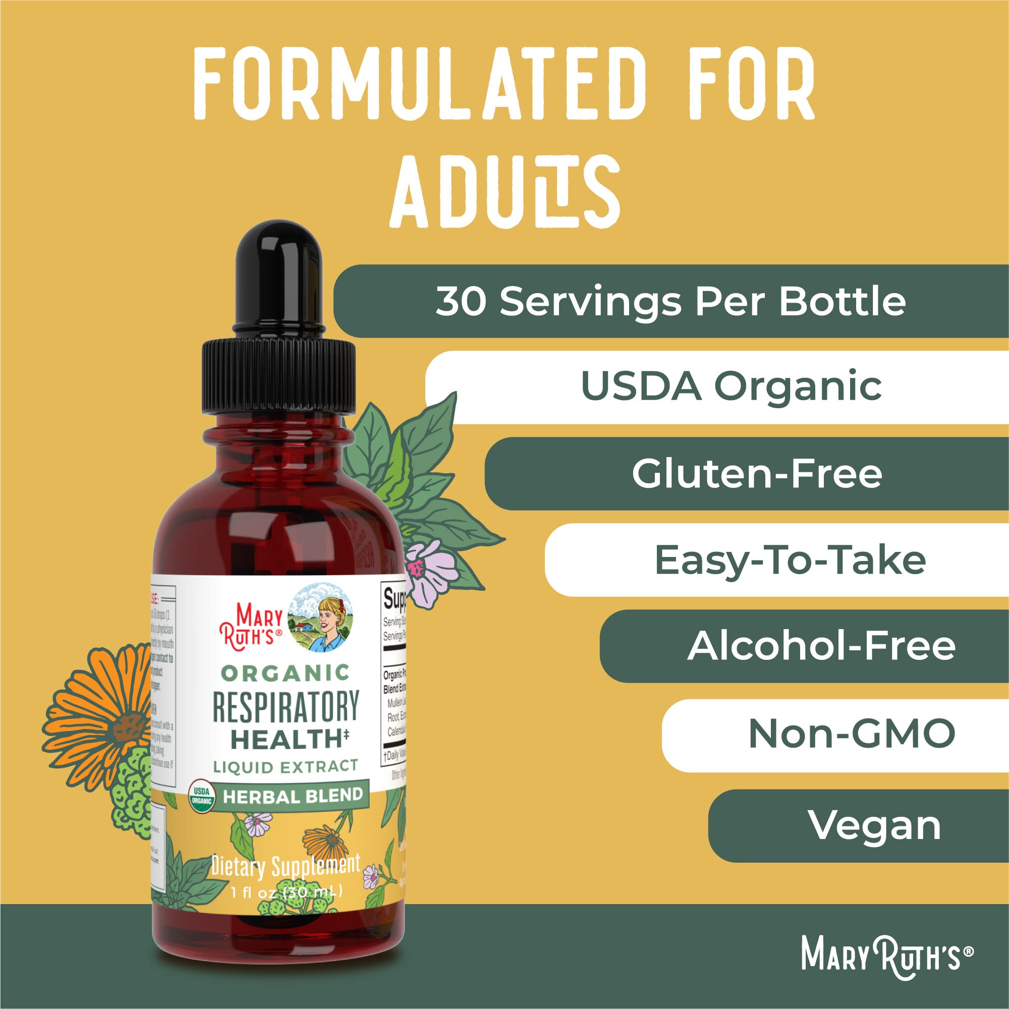 MaryRuth's | USDA Organic Respiratory Health Herbal Supplement Extract MaryRuth Organics uk supplements