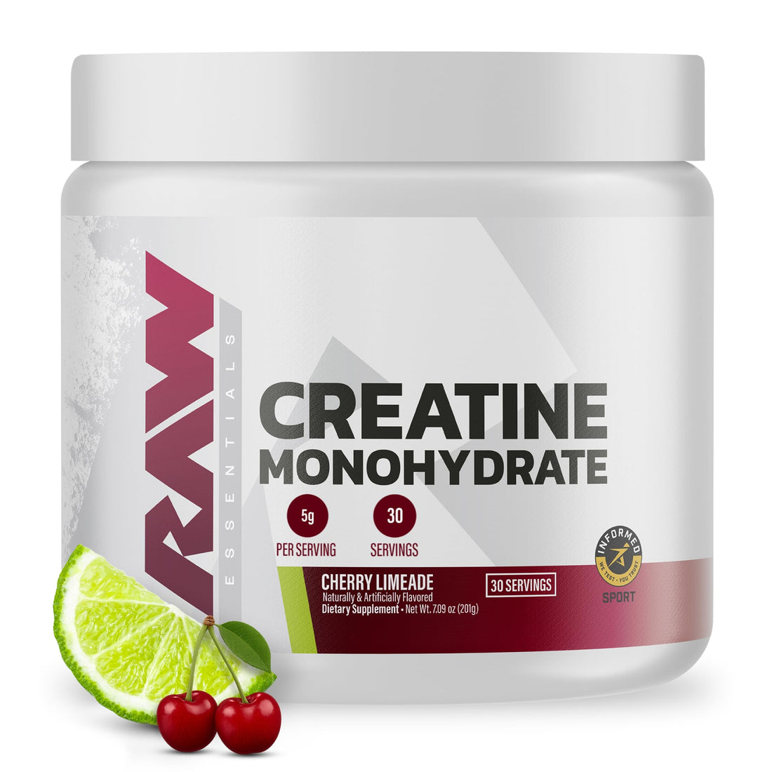 RAW Nutrition Creatine Monohydrate Powder, Cherry Limeade (30 Servings) - Micronized Creatine Monohydrate Supplement for Workout Performance, Build Muscle & Strength RAW uk supplements
