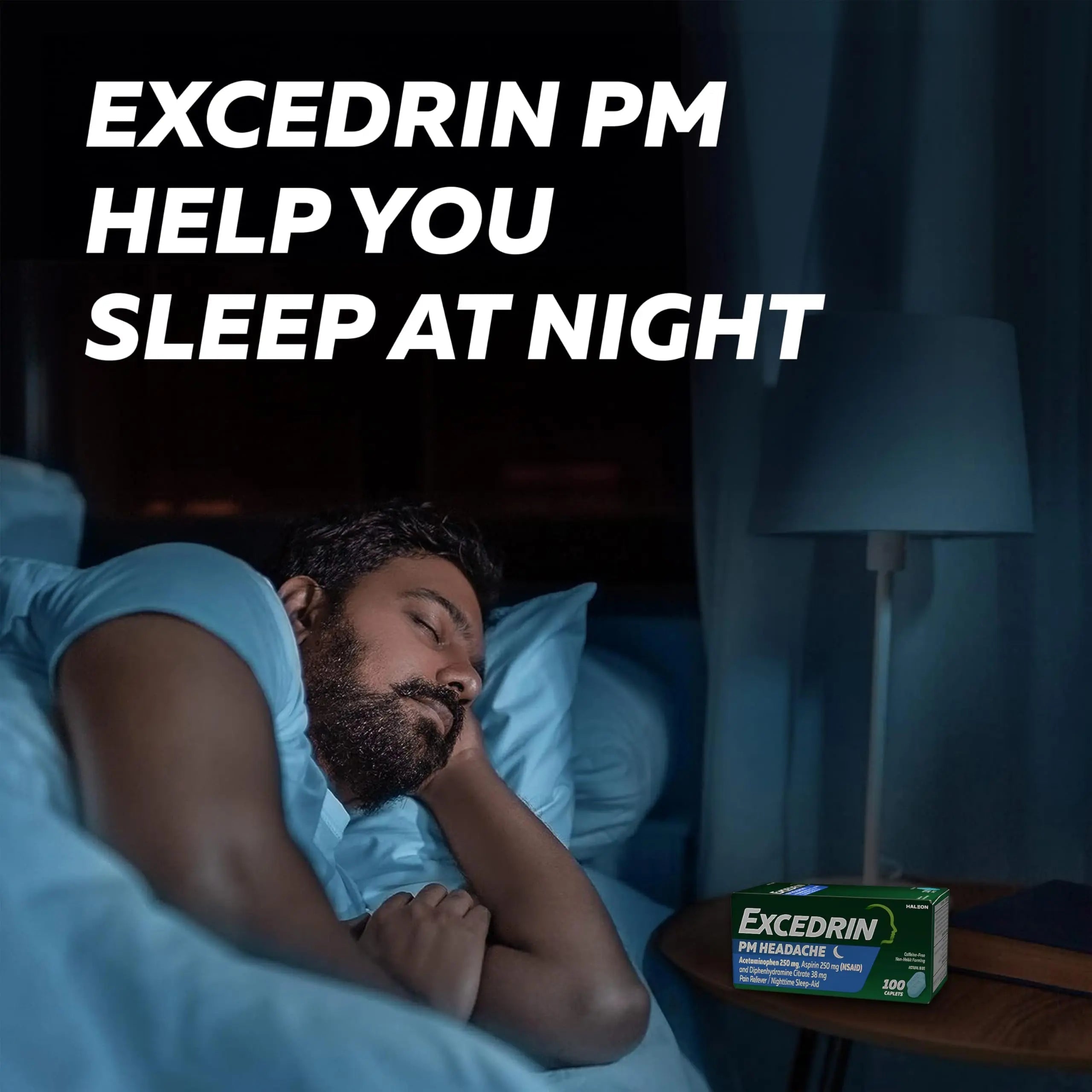 Excedrin PM for Headache Relief, Acetaminophen 250mg, Aspirin 250mg, Diphenhydramine Citrate 38mg, Pain Reliever, Nighttime Sleep-Aid, 100 Count Excedrin uk supplements