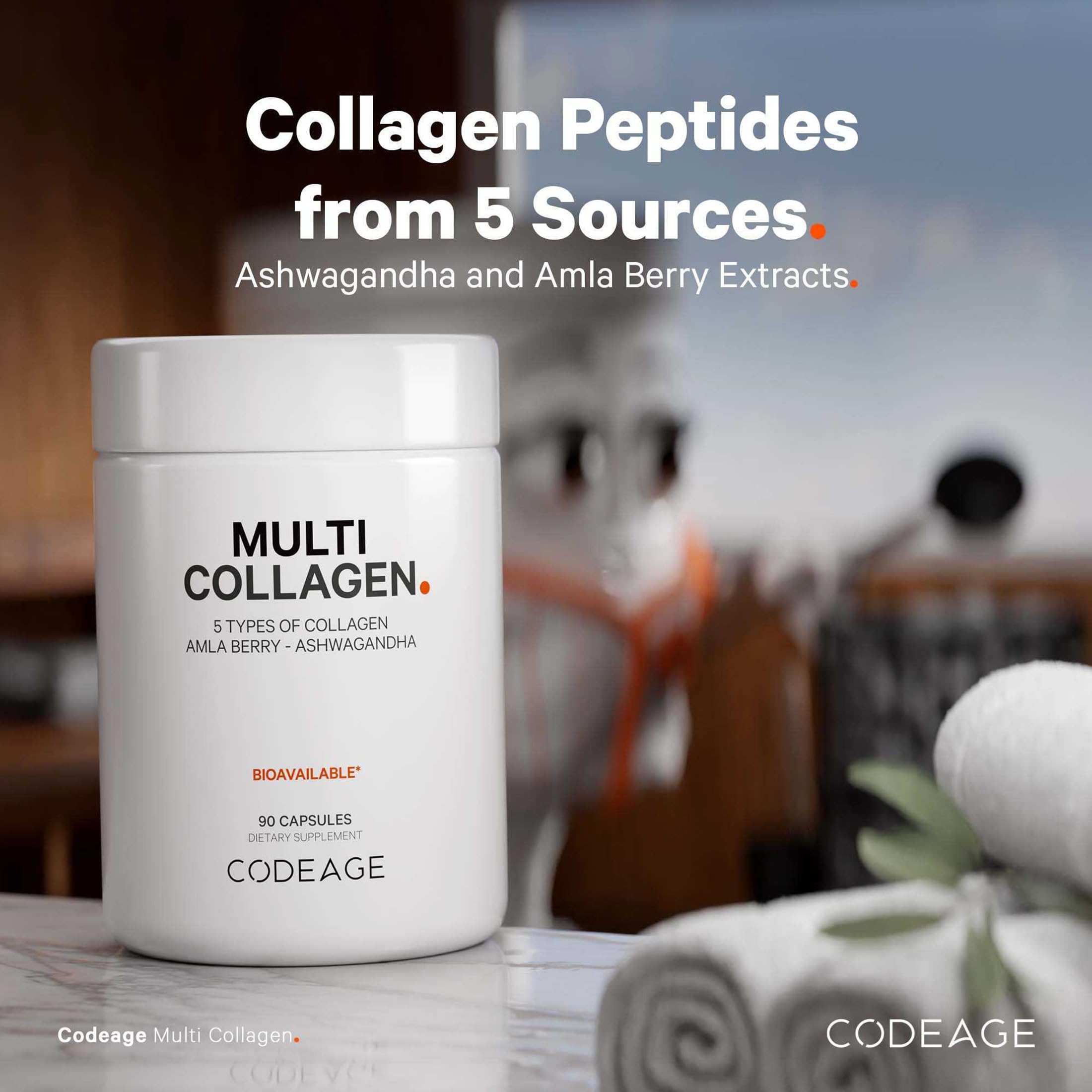 Codeage Multi Collagen Peptides Protein Capsules, 5 Collagen Types, Grass-Fed & Hydrolyzed Bovine Collagen Pills Supplement, Ashwagandha, Amla Berry Vitamins, Collagen Peptides - 90 Capsules Codeage uk supplements