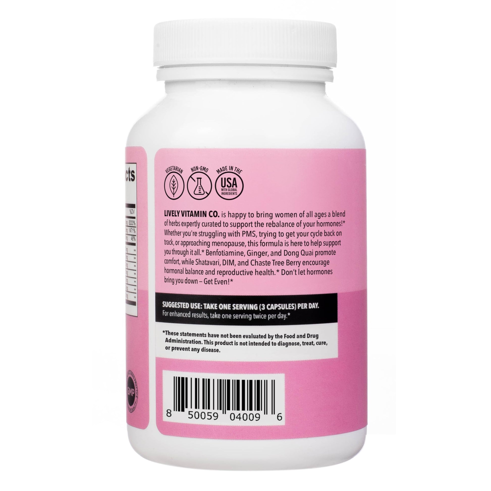 LIVELY VITAMIN CO. Get Even - Women's Hormonal Balance Blend - Helps Reduce Severity of Periods, PMS & Menopause - Eases Cramps & Bloating - Mood Regulation - Period Pain & Discomfort - 90 Count LIVELY VITAMIN CO uk supplements