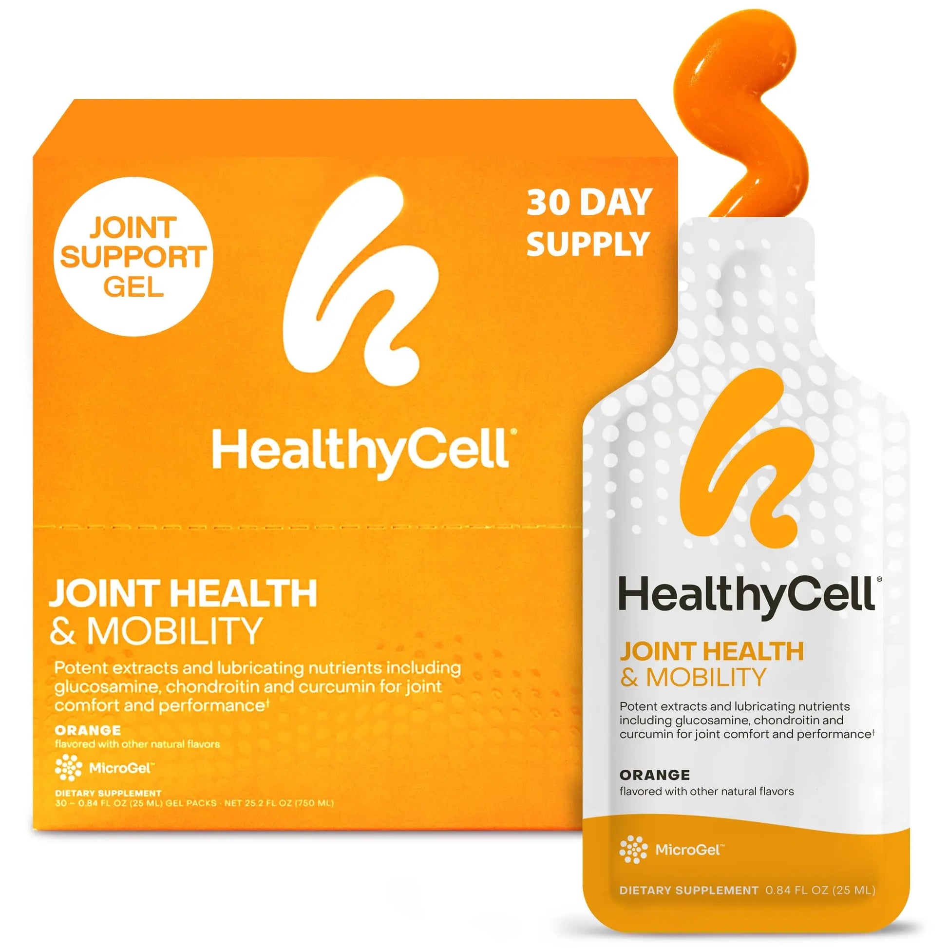 Healthycell Joint Health & Mobility Daily Liquid Supplement - Joint Support Supplement, Inflammation Response, Cartilage & Flexibility with Curcumin, Glucosamine & Chondroitin - 30 Gel Packs Healthycell uk supplements
