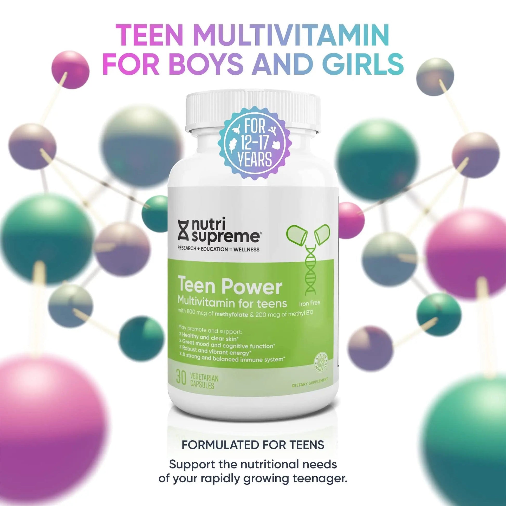 Nutri Supreme Teen Multivitamin for Boys and Girls 12-17, Best Kosher One Per Day Teen Vitamins, Formulated for Teen Development NUTRI-SUPREME RESEARCH uk supplements