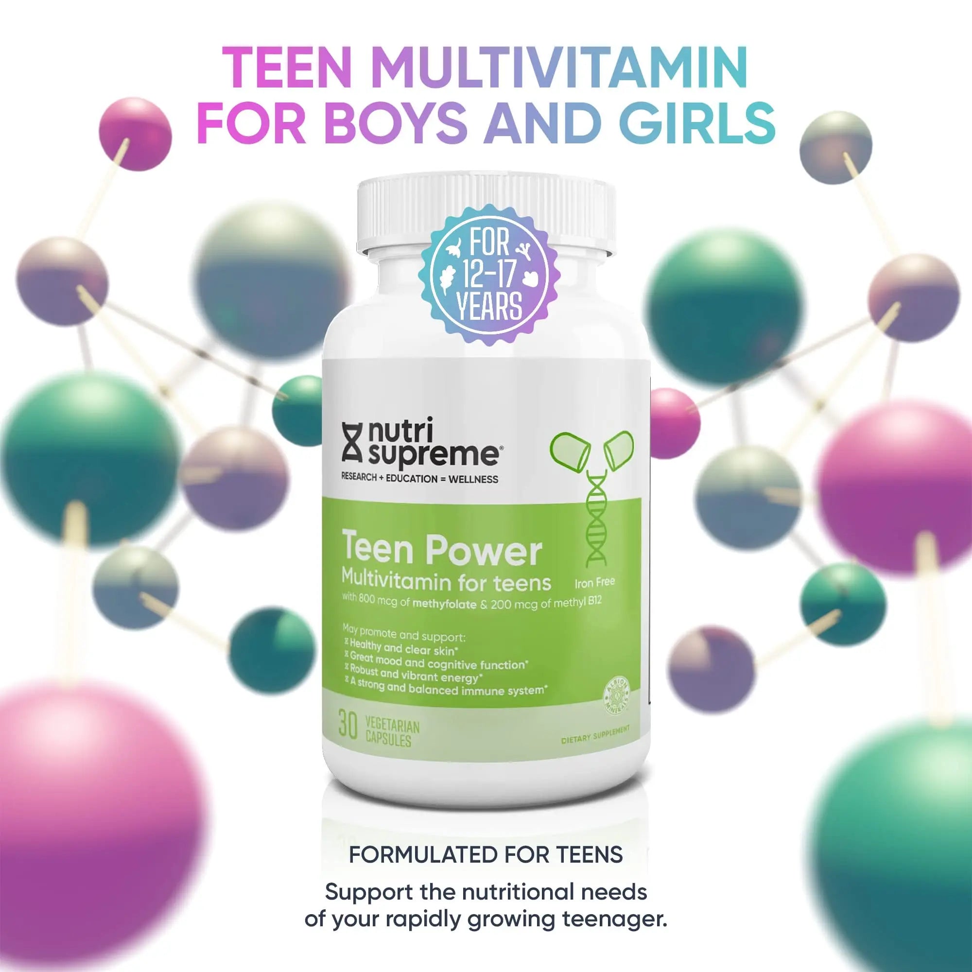 Nutri Supreme Teen Multivitamin for Boys and Girls 12-17, Best Kosher One Per Day Teen Vitamins, Formulated for Teen Development NUTRI-SUPREME RESEARCH uk supplements