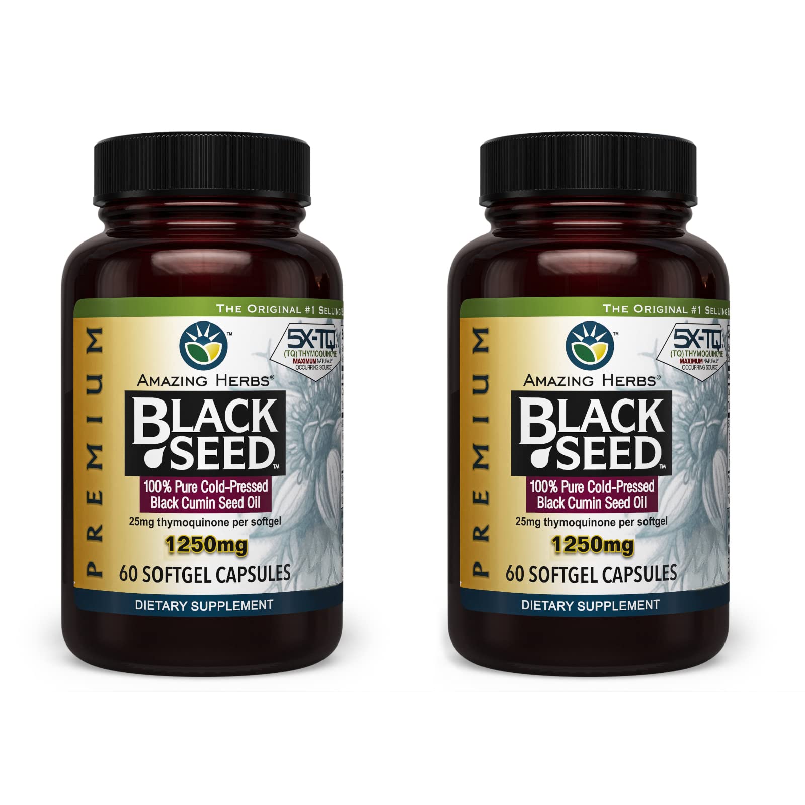Amazing Herbs Premium Black Seed Oil Capsules - High Potency, Cold Pressed Nigella Amazing Herbs uk supplements