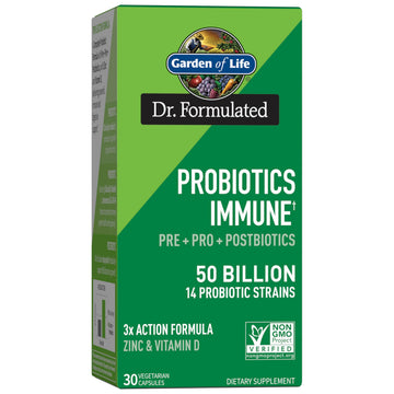Garden of Life Dr. Formulated Pre, Post & Probiotics Immune Support with Prebiotics & Postbiotics – 50 Billion CFU, Gut & Digestive Health Support, Zinc & Vitamin D3, Vegan, 30 Day Supply Garden of Life uk supplements