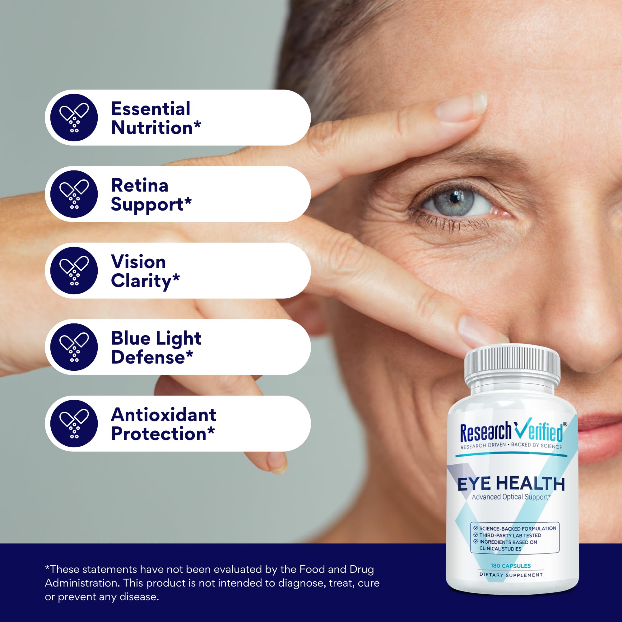 Research Verified Eye Health - Nourish and Protect Eyes and Vision, Support Healthy Retina, Improve Blood Supply to Eyes - Vitamins A, B, C, and E - 360 Capsules - 6 Month Supply - Made in The USA Research Verified uk supplements