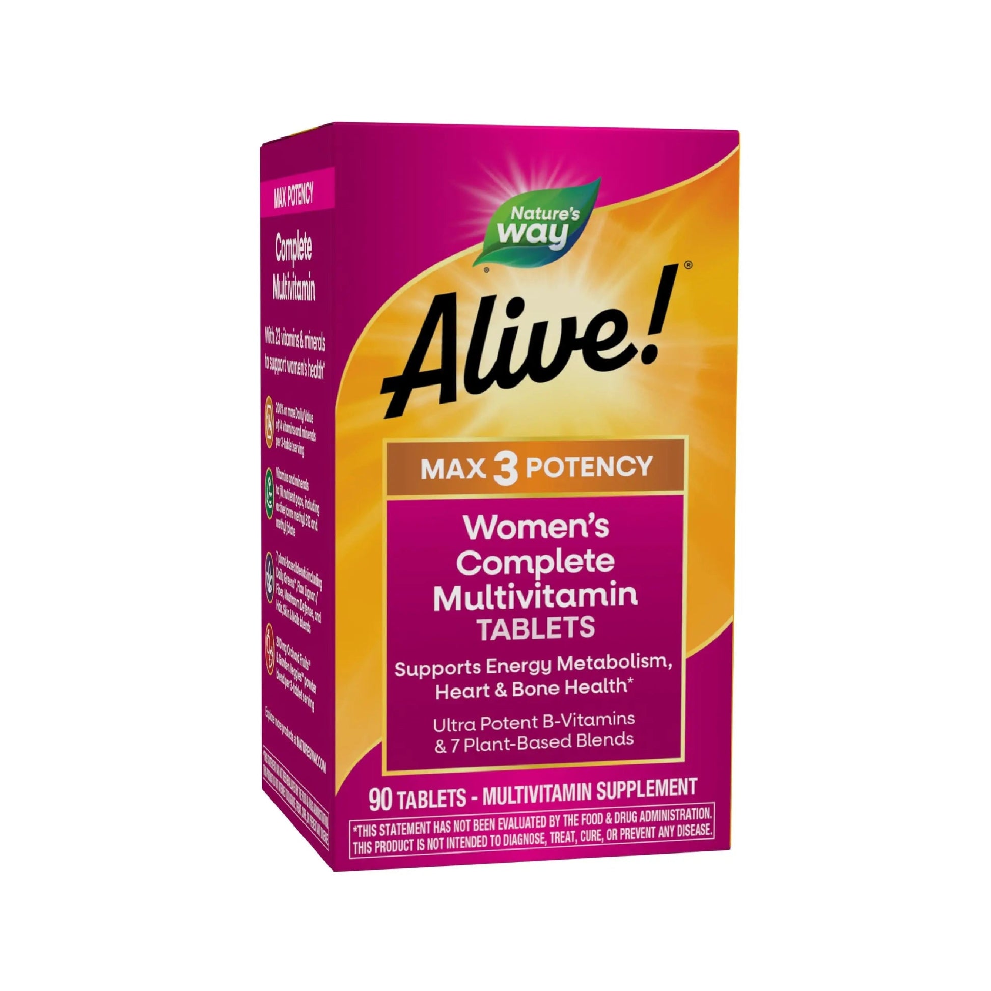 Nature's Way Alive! Max3 Daily Women's Multivitamin, Food-Based Blends (1,130mg per serving) and Antioxidants, 90 Tablets Nature's Way uk supplements