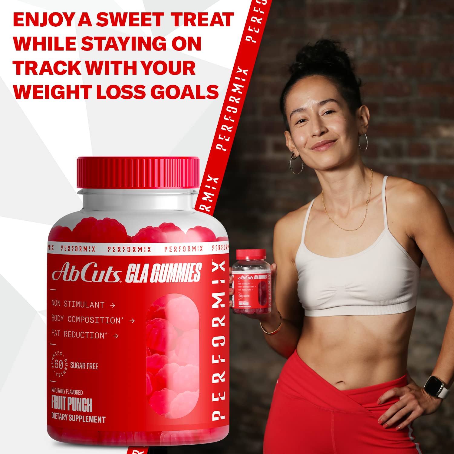 PERFORMIX AbCuts CLA Gummies - 60 Gummies, Fruit Punch - Non-Stimulant PERFORMIX uk supplements