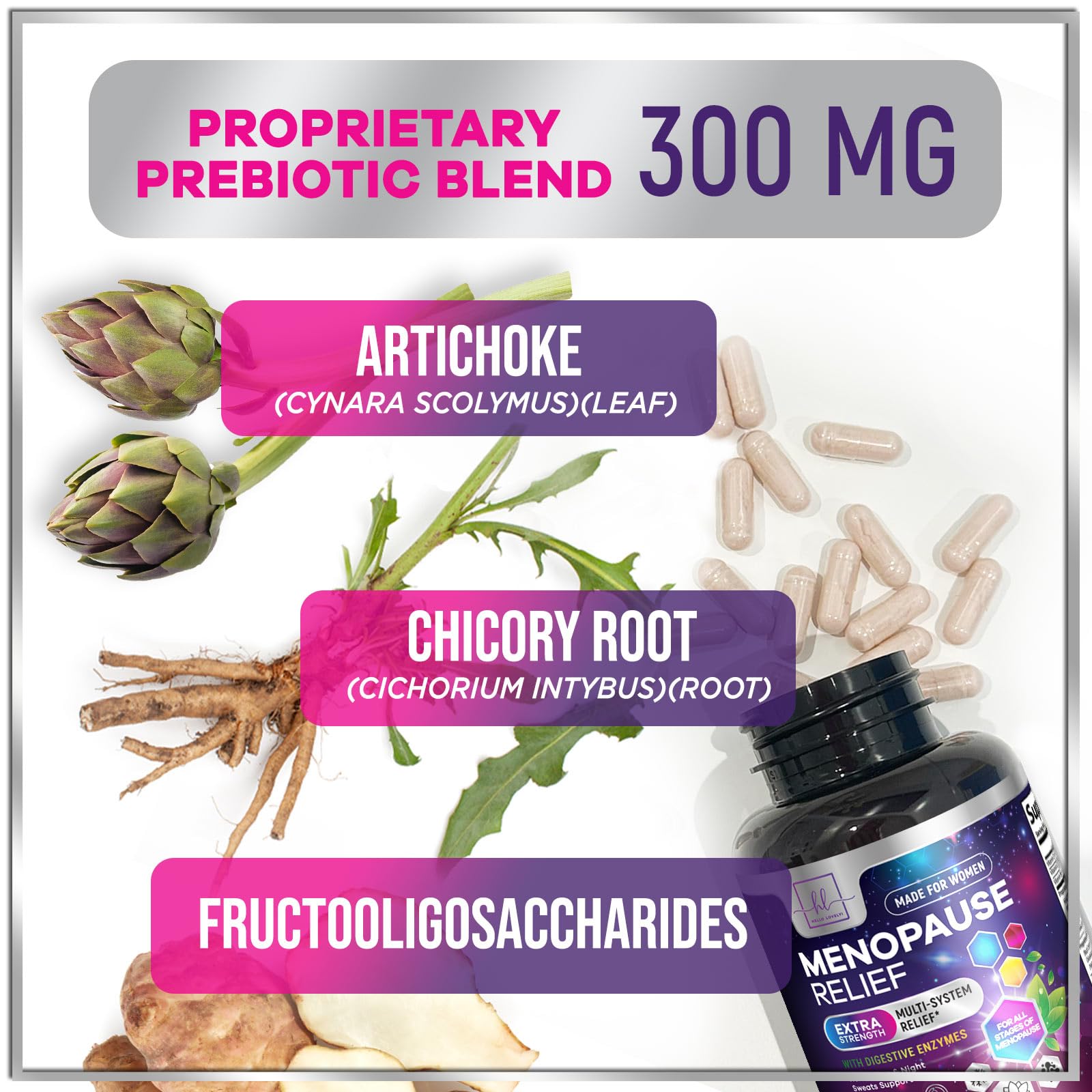 Menopause Supplements for Women - Complete Hot Flash Night Sweats & Menopause Relief Pills, 8 Billion CFU Probiotics with Dong Quai & Black Cohosh for Vaginal, Digestive Support - 60 Capsules Hello Lovely! uk supplements