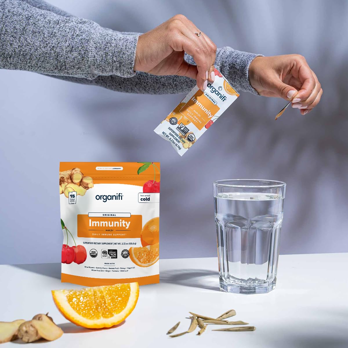 Organifi Immunity - Organic Superfood Immunity Support - 15 Single Serve Packets - Immunity Powder for T Cell Production and Upper Respiratory Health - Mushroom Beta Glucans, Vitamin C, D and Zinc Organifi uk supplements