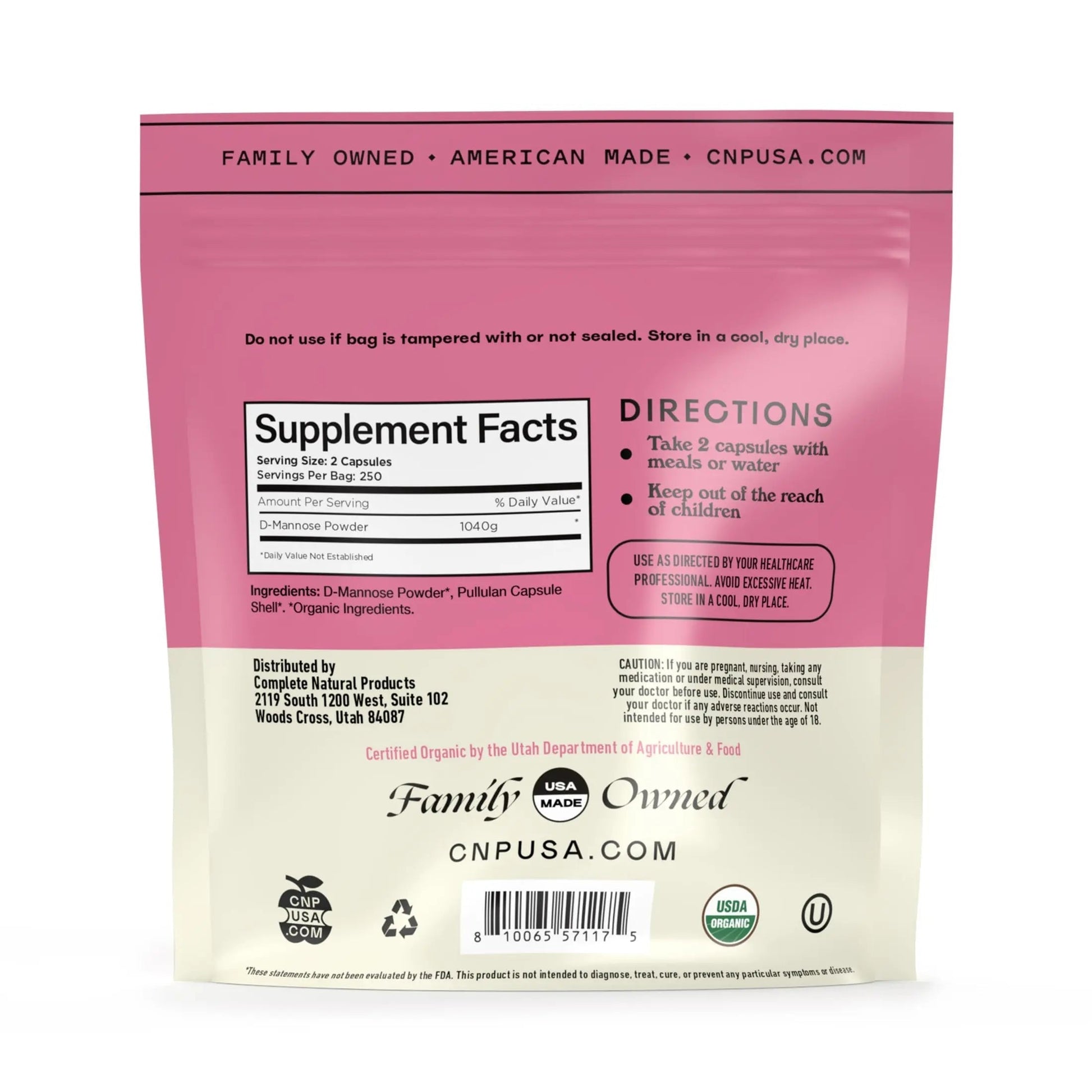 D Mannose 520mg Capsules - Organic D Mannose Supplement for UT Support, Urinary Tract Bladder Health Pills, Plant Based Formula, Vegan Non GMO, No Fillers, 500 Capsule Count Made USA Certified Kosher Complete Natural Products uk supplements