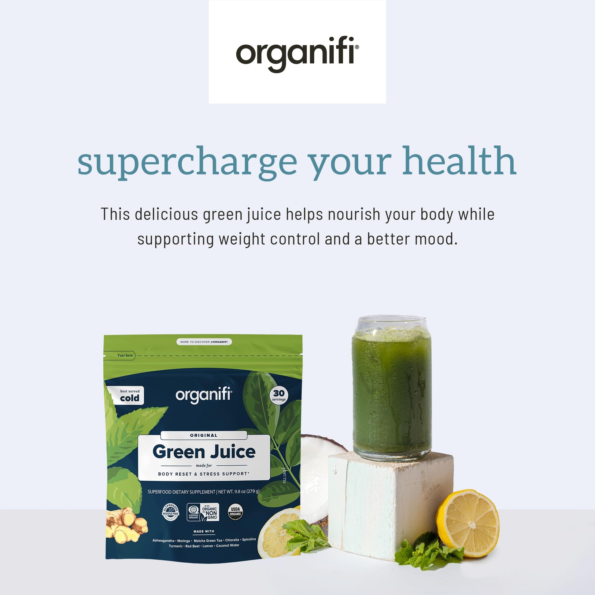 Organifi Green Juice - Powder Supplement with Organic Spirulina, Ashwagandha Organifi uk supplements