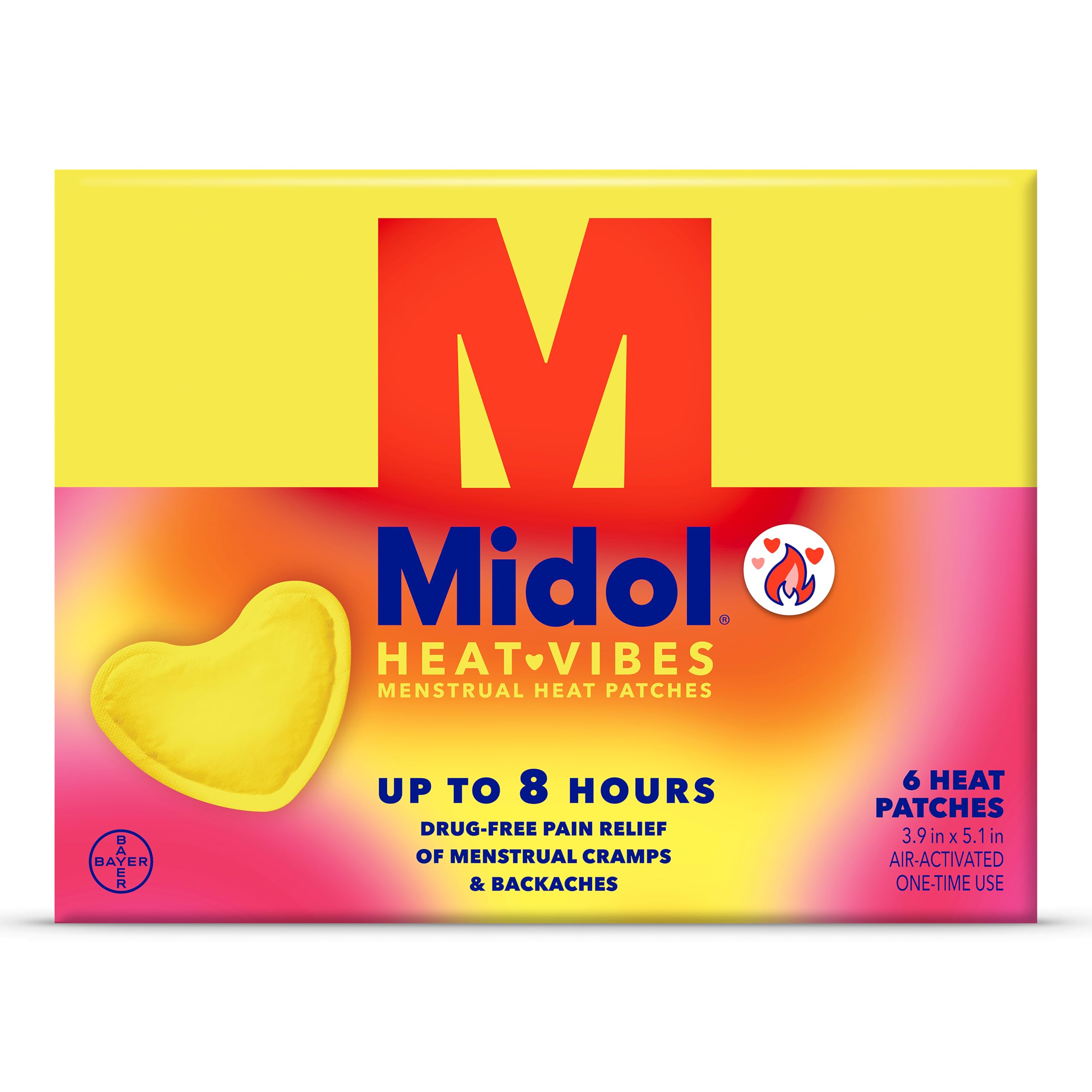 Midol Heat Vibes Menstrual Pain Relief Heat Patches - 6 Count Pack for Period Cramps and Backache Midol uk supplements