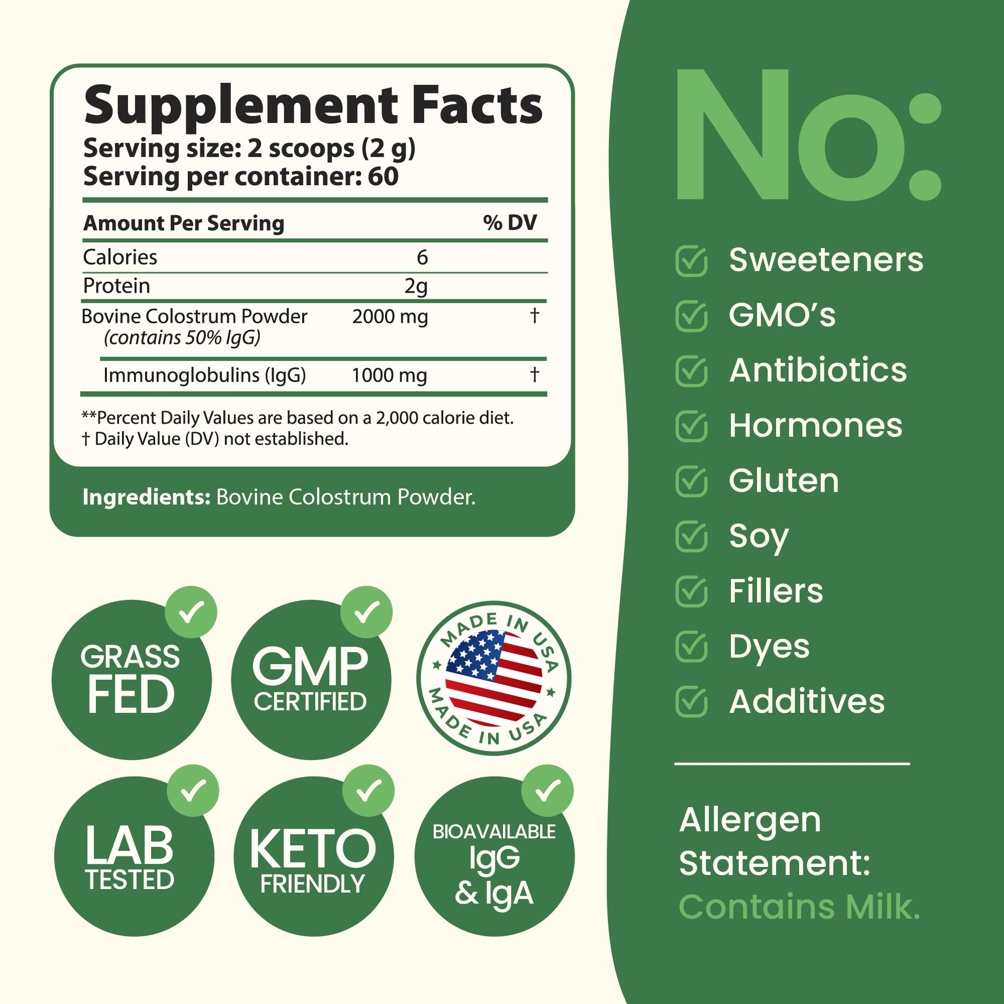 Immerge Health Super Colostrum Powder (60 Servings) – Premium Bovine Colostrum Supplement for Gut Health, Bloating & Immune Support – High IgG, 100% Grass Fed First Milking, Unflavored, Made in USA ImmergeHealth.com uk supplements