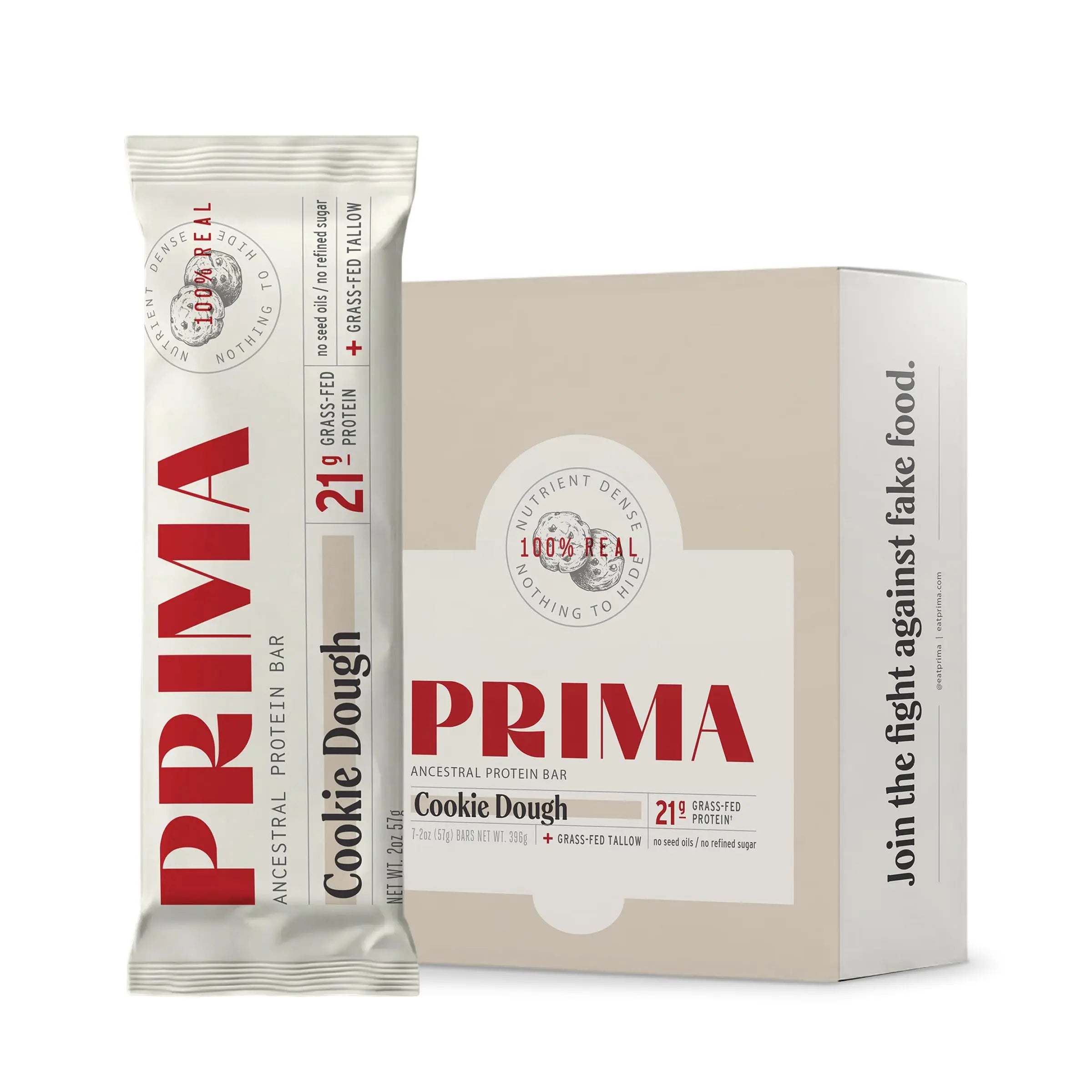 PRIMA Cookie Dough Protein Bar | 21g Grass Fed Whey and Collagen | No Seed Oils, No Preservatives, Raw Honey Sweetened | 7 Pack PRIMA ANCESTRAL PROTEIN BAR uk supplements