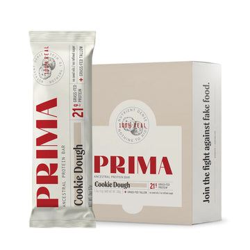 PRIMA Cookie Dough Protein Bar | 21g Grass Fed Whey and Collagen | No Seed Oils, No Preservatives, Raw Honey Sweetened | 7 Pack PRIMA ANCESTRAL PROTEIN BAR uk supplements