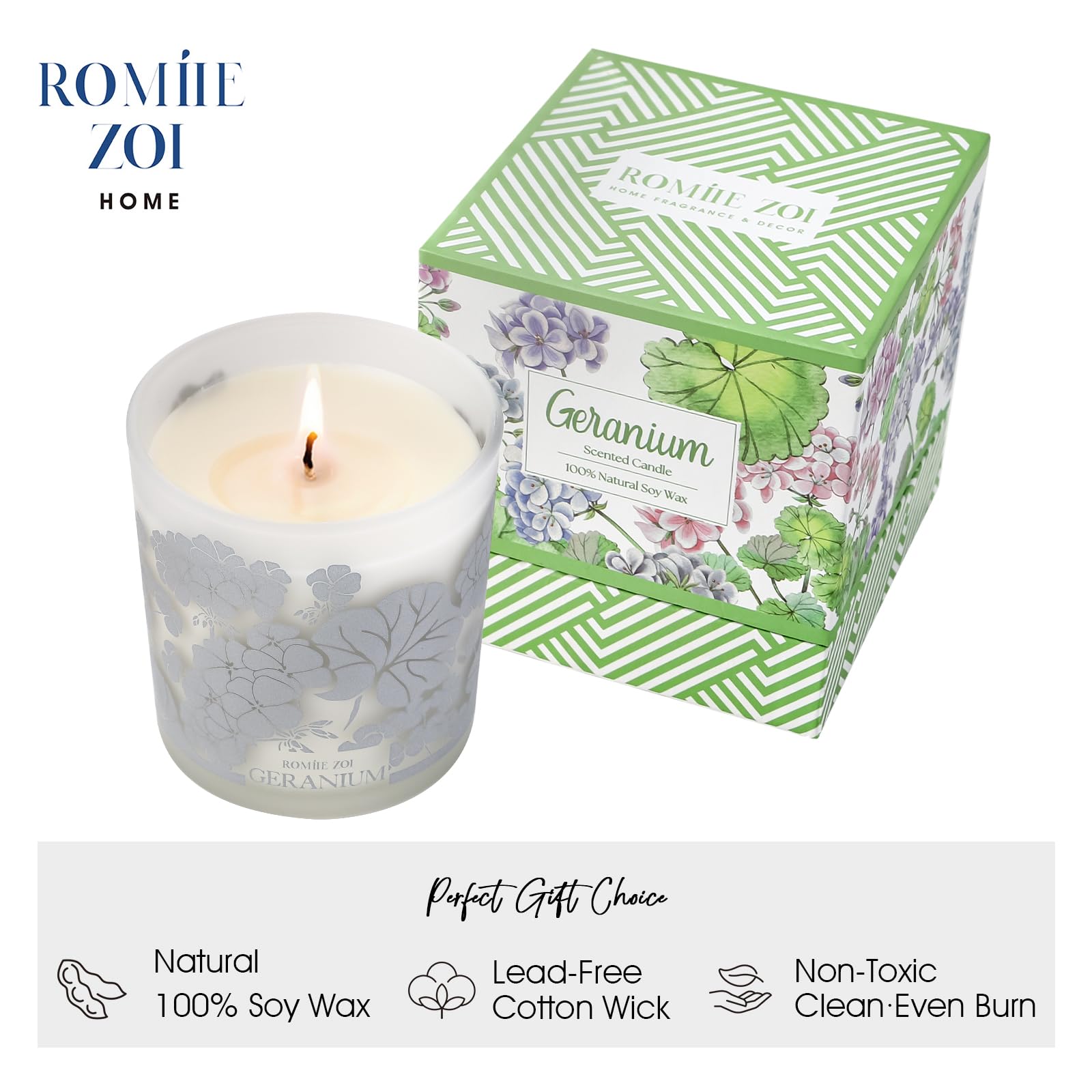 ROMIIE ZOI Scented Candle - Geranium - 6oz Aromatherapy Soy Wax Jar Candle for Home, Gifts for Women ROMIIE ZOI uk supplements