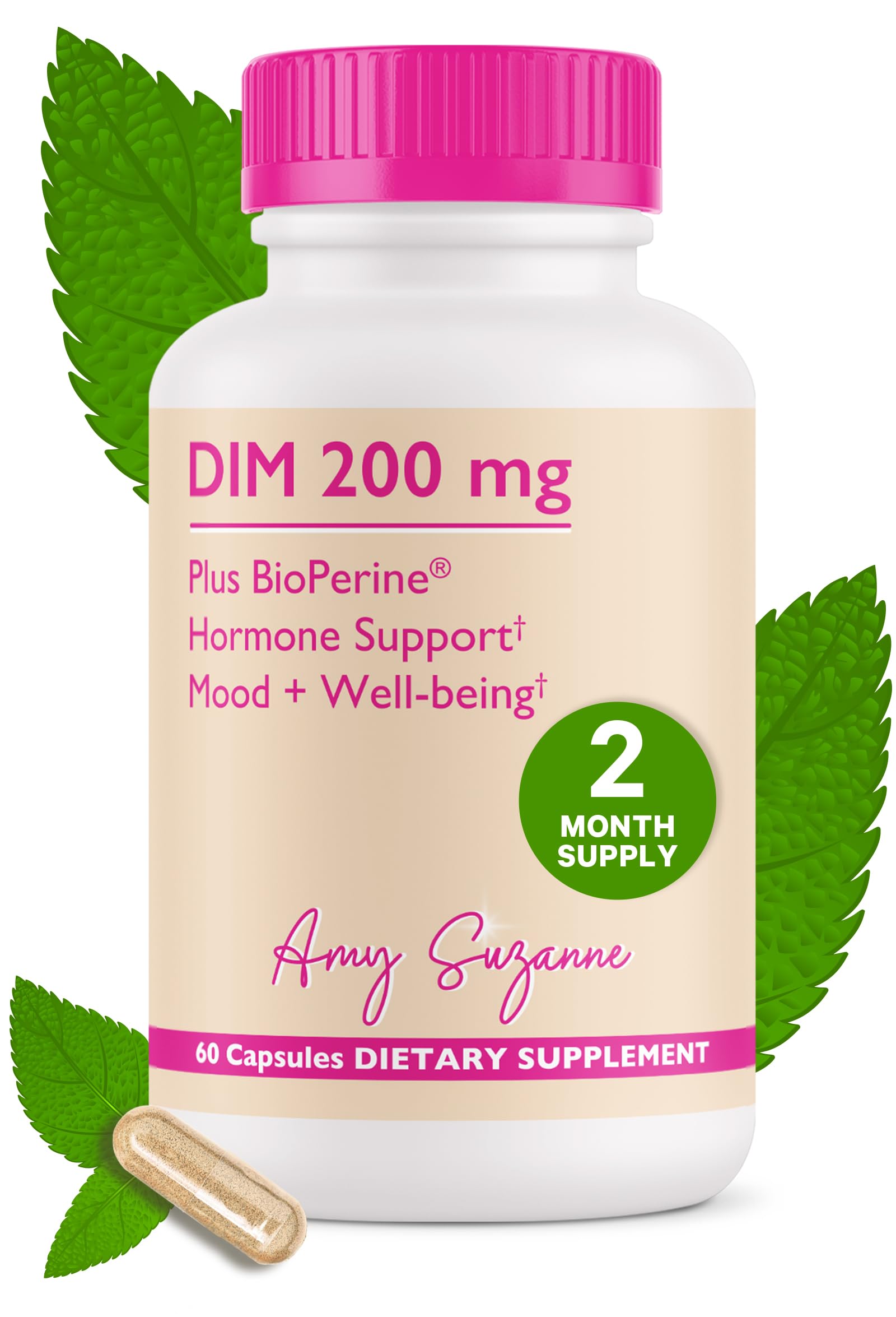 Amy Suzanne 200 DIM Supplement for Women - Estrogen Metabolism and Hormone Harmony for Menopause, Perimenopause & PMS Support - DIM Plus Bioperine for Mood Support - 60 Day Supply, Vegan Amy Suzanne uk supplements