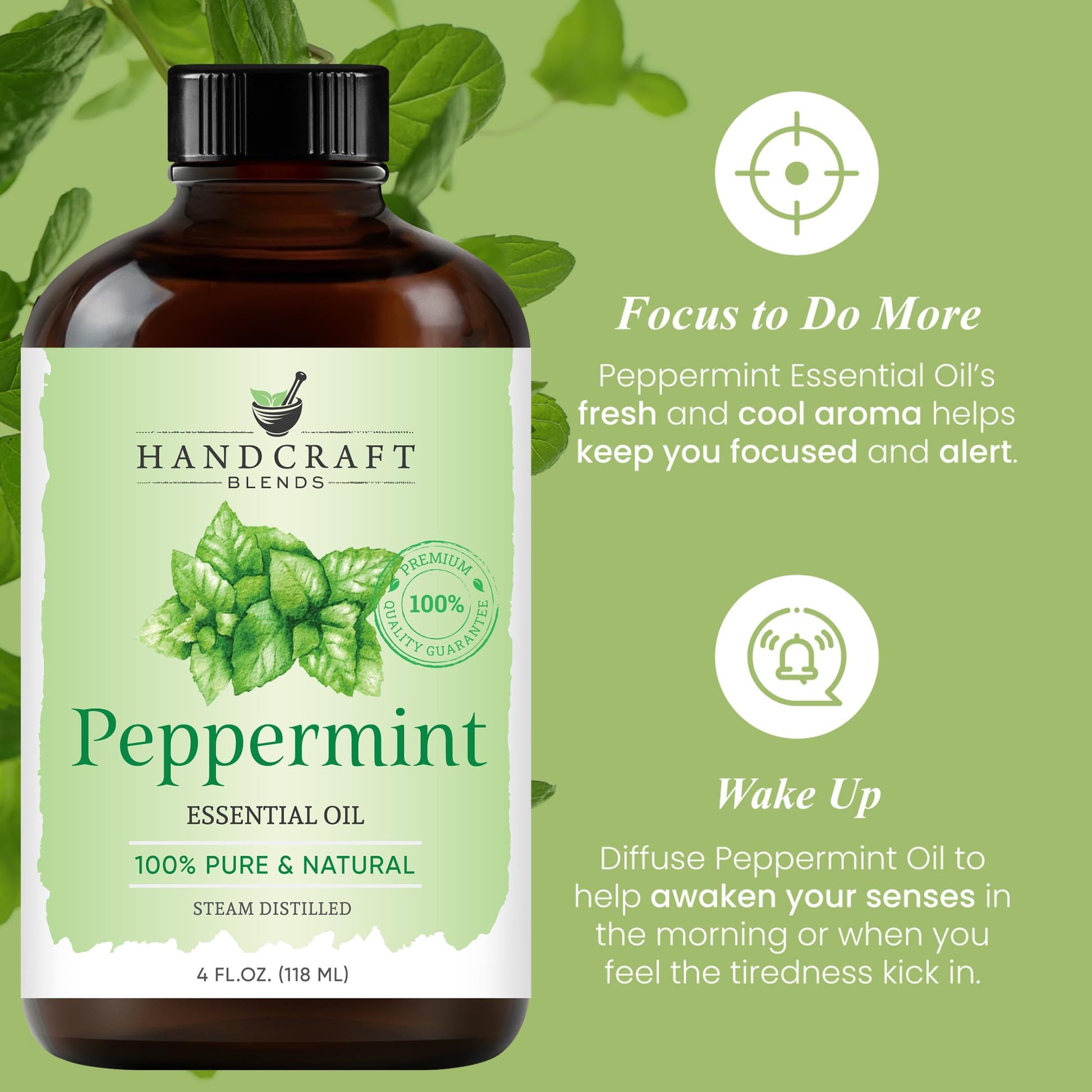 Handcraft Blends Peppermint Essential Oil - Huge 4 Fl Oz - 100% Pure and Natural - Premium Grade Handcraft Blends uk supplements