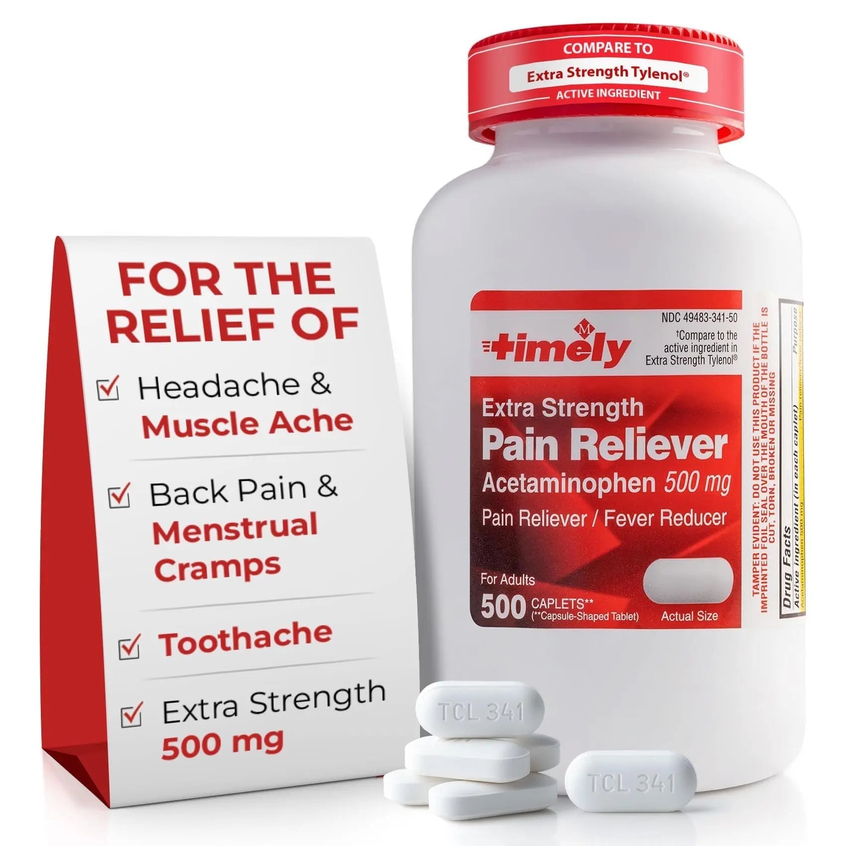 TIME-Cap Labs 500 Caplets Extra Strength Acetaminophen 500mg - Pain Reliever & Fever Reducer for Adults, Helps with Headaches, Backaches, Muscle Pain, Toothaches, Arthritis & Menstrual Cramps TIME-CAP LABS, INC. uk supplements