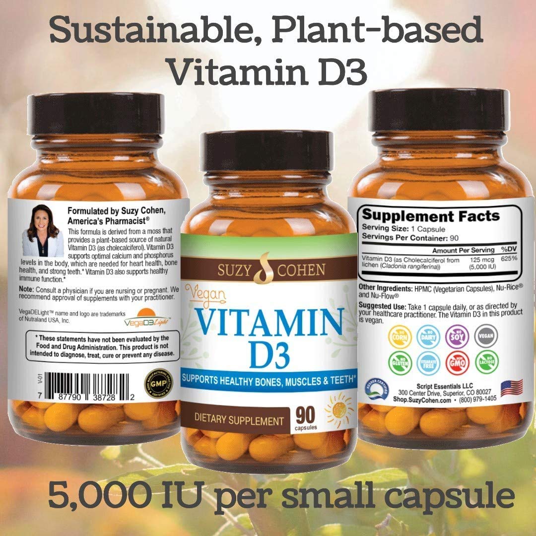 Script Essentials Vegan Vitamin D3 5,000 IU for Healthy Muscle Function, Bone Health, and Immune Support - Non-GMO, Gluten Free and Kosher Certified - 90 Servings Script Essentials uk supplements
