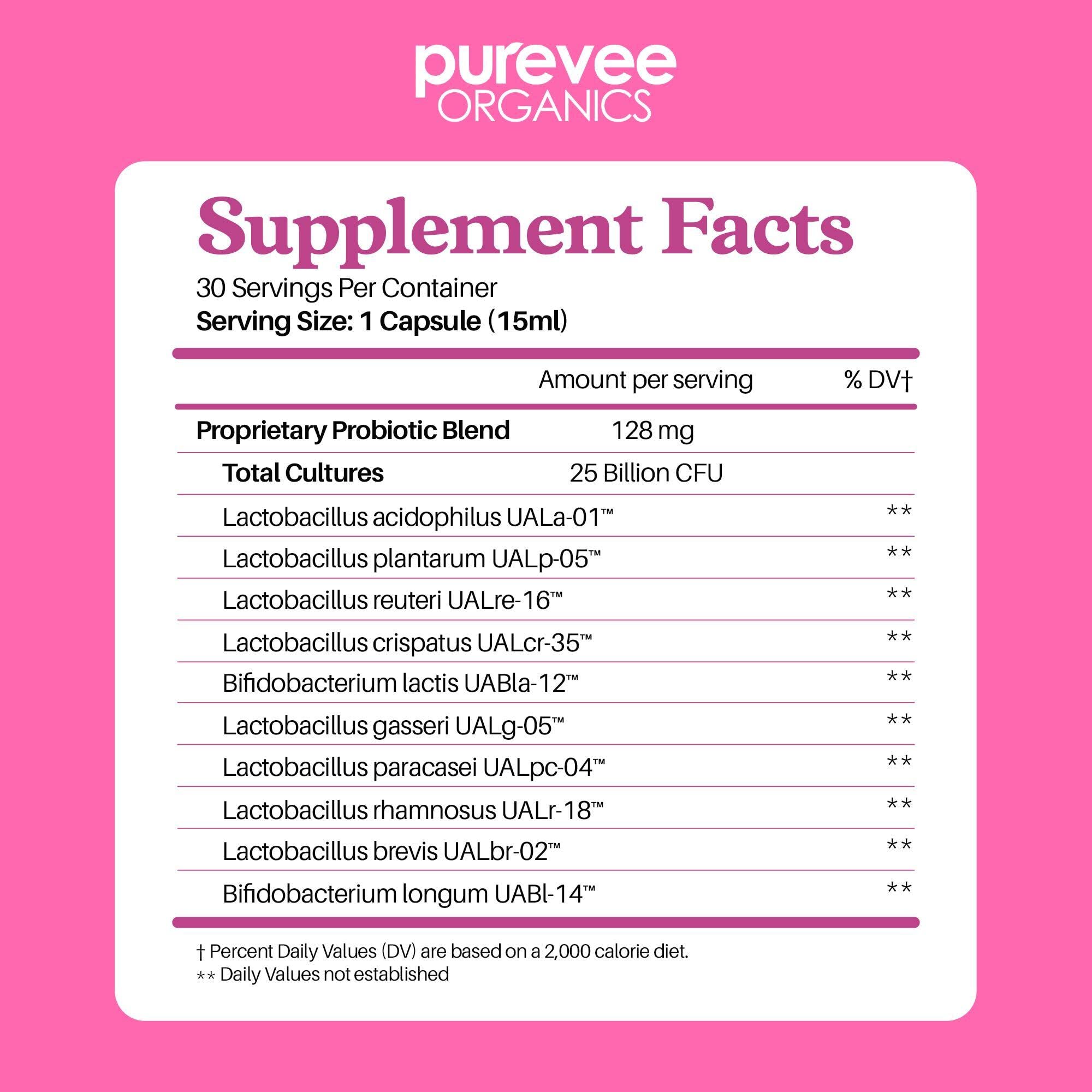 Purevee Organics Vaginal Probiotics for Women, 10 Essential Probiotic Strains, Vaginal + pH Balance Purevee Organics uk supplements