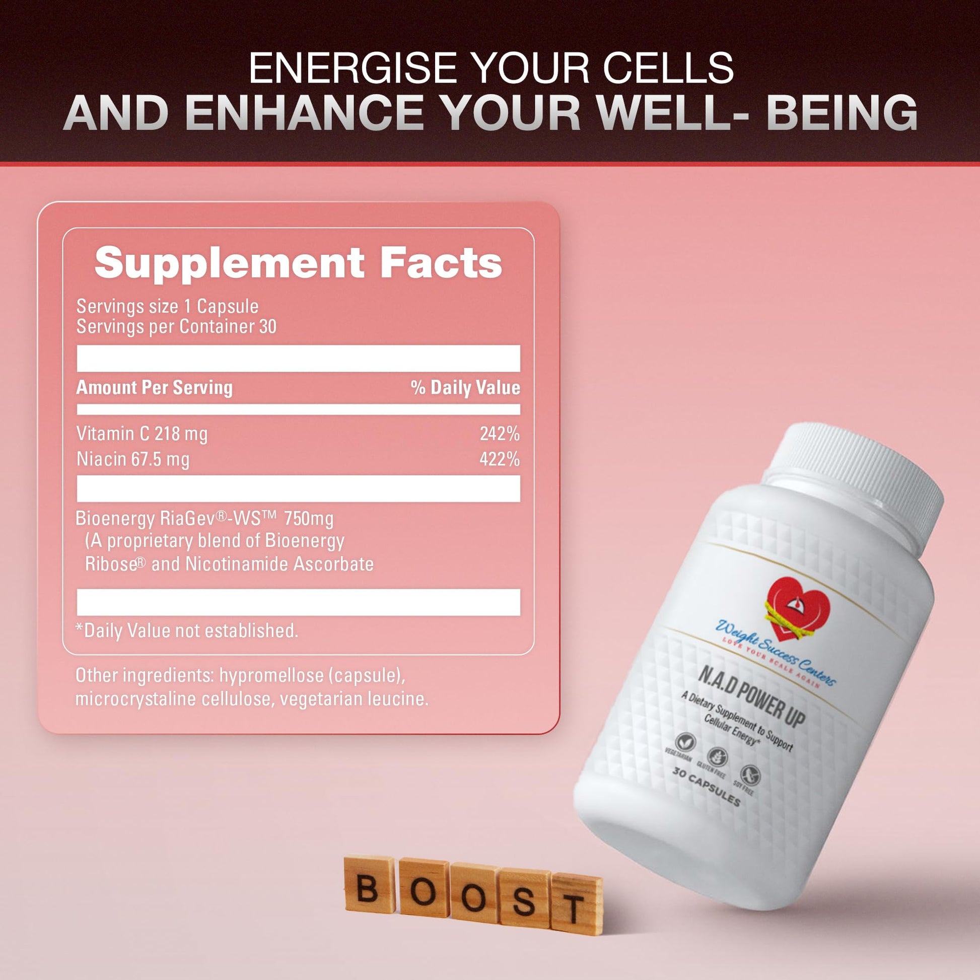Weight Success Centers NAD+ Power Up Liposomal NAD+ Supplement – High Potency for Cellular Energy & Healthy Aging – Vegan, Gluten-Free, Non-GMO – for Men & Women – 30-Day Supply Weight Success Centers uk supplements