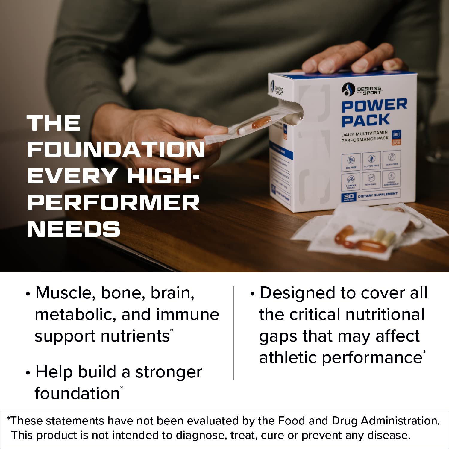 Designs for Sport Vitamin Packs - NSF Certified for Sport Power Pack with Daily Multivitamin, Fish Oil Omega-3, Magnesium Glycinate & Vitamin D3 + K - Athlete's Supplement Stack (30 Packets) Designs for Sport uk supplements