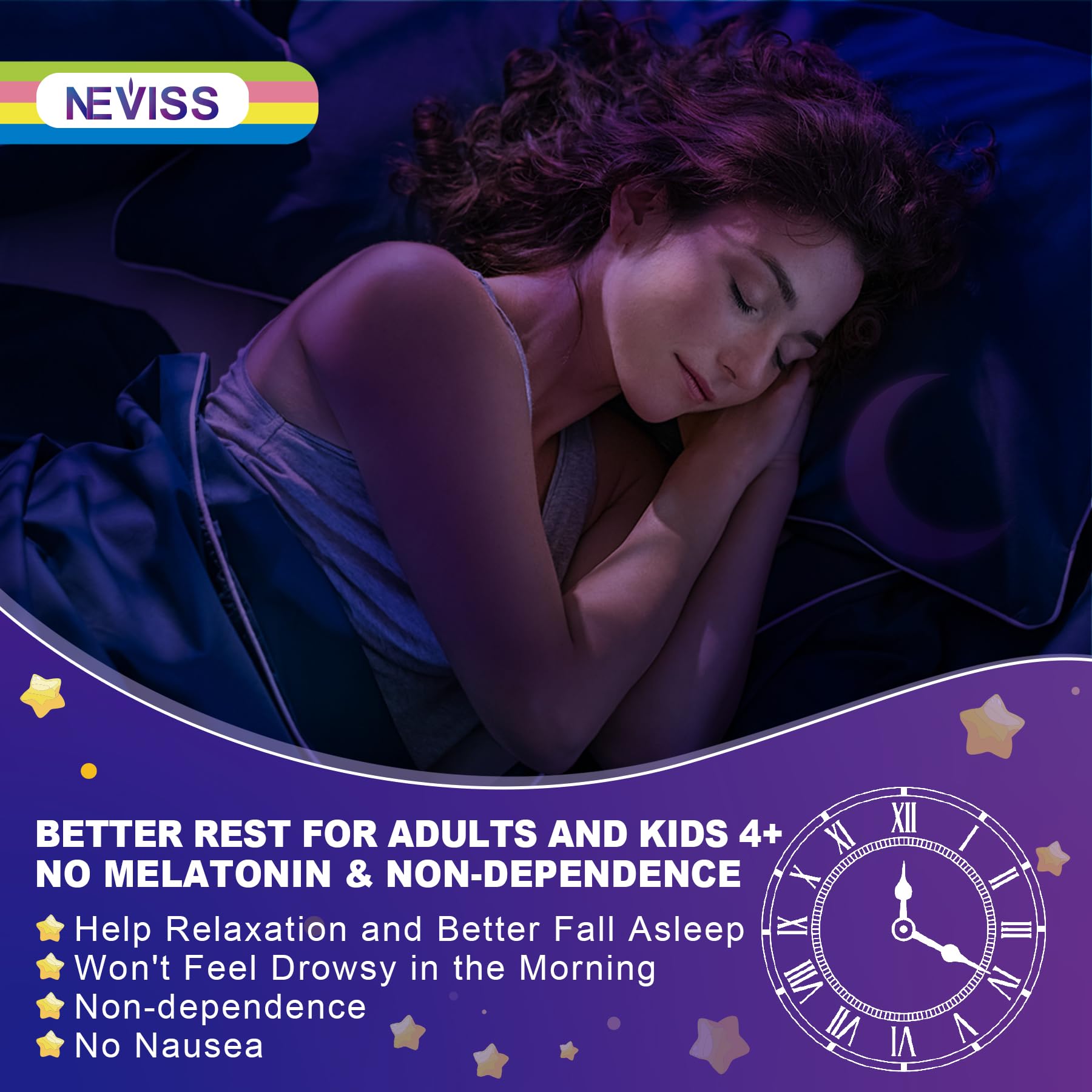 Neviss Magnesium Glycinate + Calcium Filled Gummies for Adults and Kids 4+, Kids Sleep Gummies Melatonin Free, No Sugar Magnesium Supplement w/B6 D3, L-Theanine for Zzz Relax, Brain,Bone,Muscle 2Pack NEVISS uk supplements